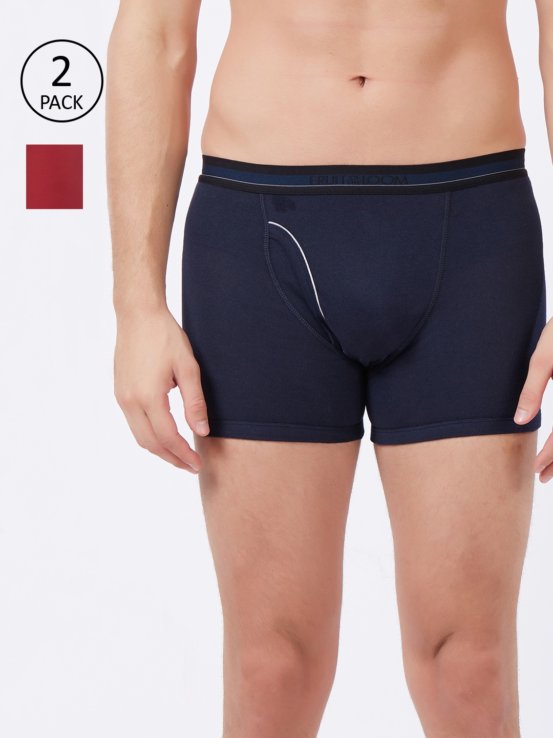 Fruit of the loom Men Pack Of 2 Solid Trunks MBB02-2P-A1S2, Red