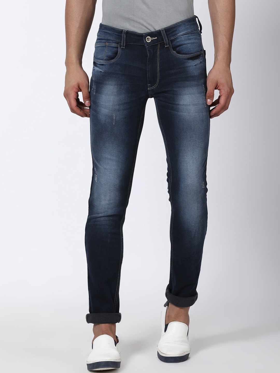 Llak Jeans Men Blue Skinny Fit Mid-Rise Mildly Distressed Jeans