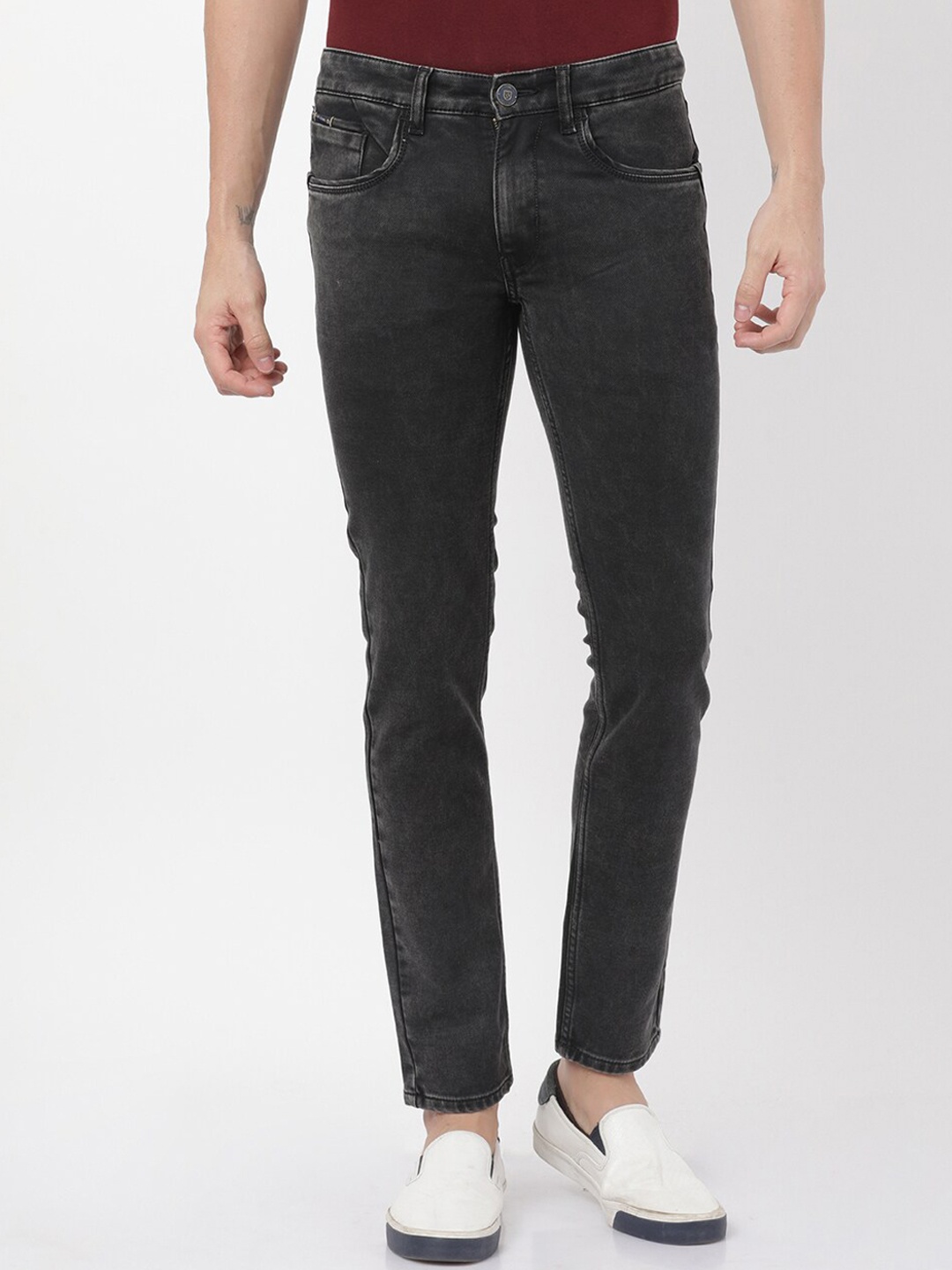 Llak Jeans Men Grey Skinny Fit Mid-Rise Clean Look Stretchable Jeans