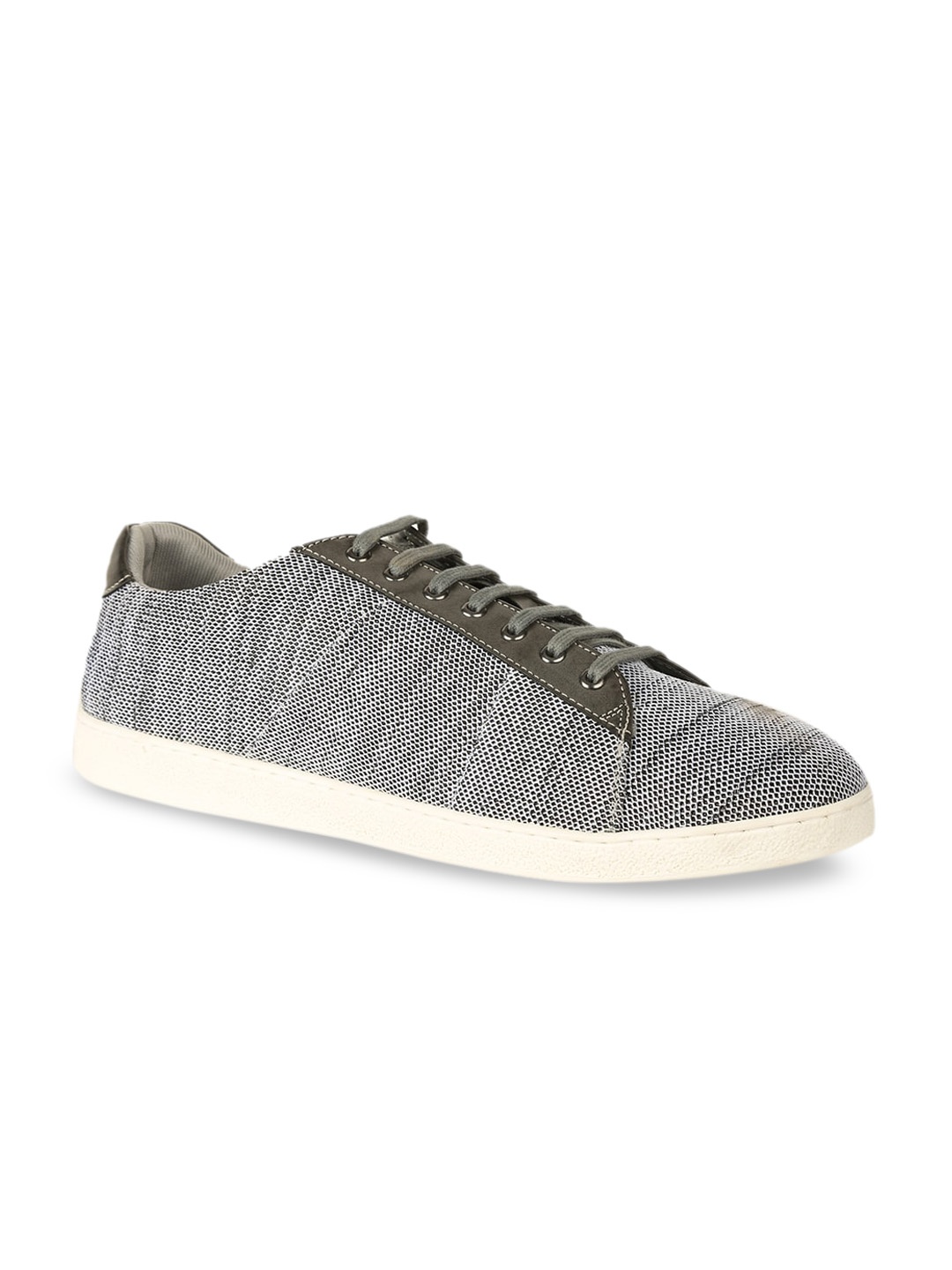 North Star Men Grey Woven Design Sneakers