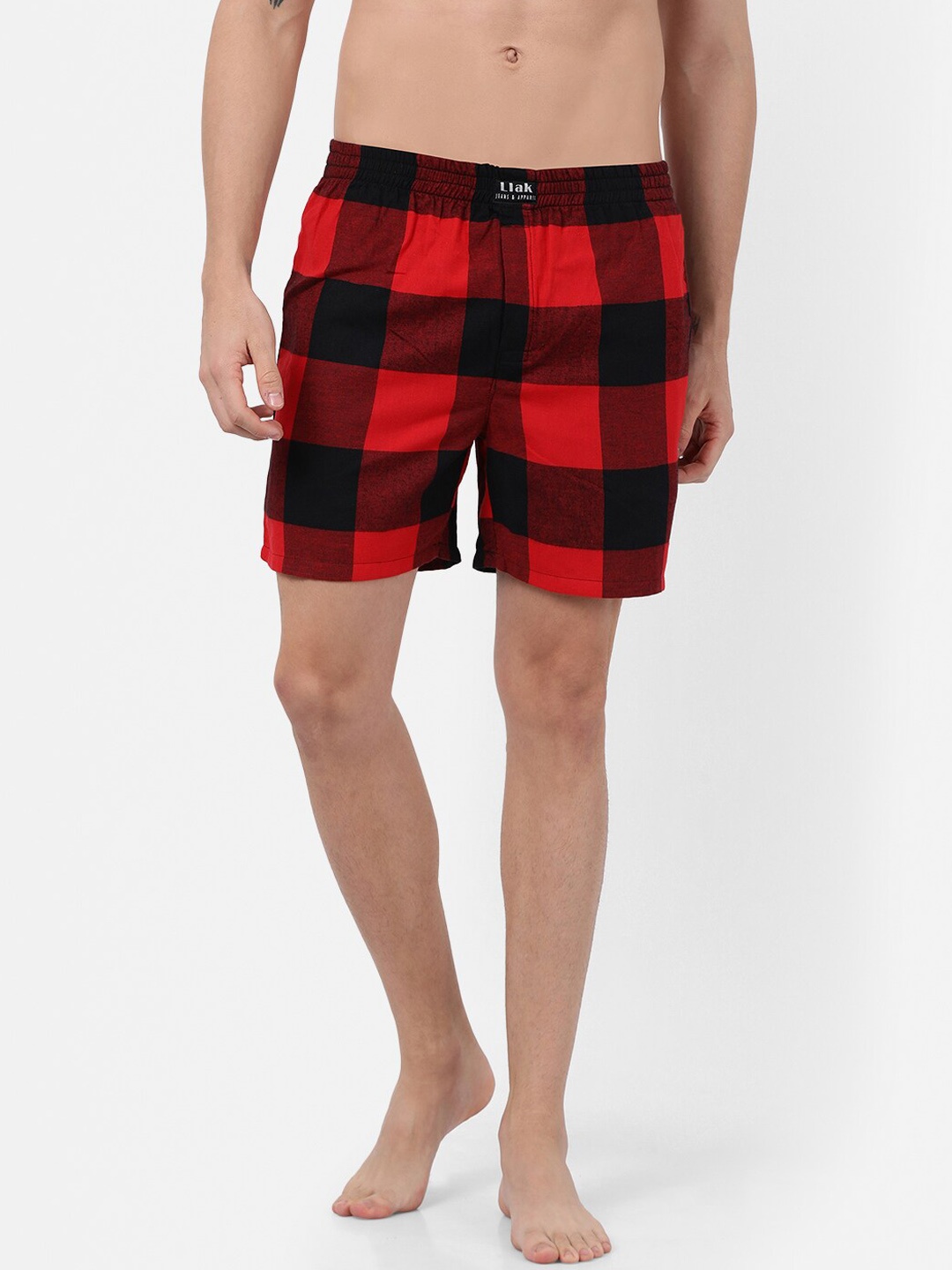 Llak Jeans Men Red & Black Checked Pure Cotton Boxers BOXER-SP