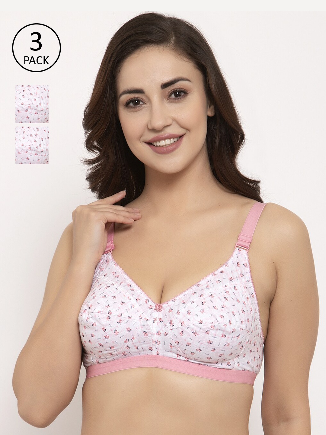 GRACIT Pack Of 3 Pink & White Printed Non-Wired Non Padded Everyday Bras PW10-10-10-10-28C
GRACIT Pack Of 3 Pink & White Printed Non-Wired Non Padded Everyday Bras PW10-10-10-10-28C