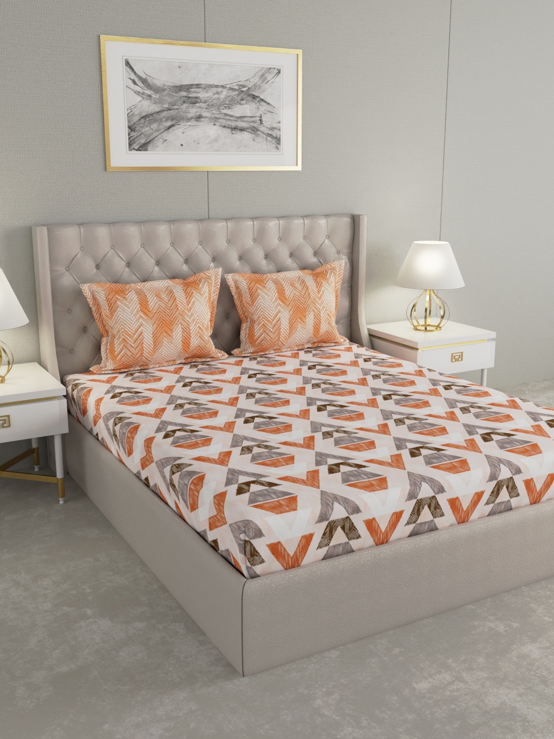 Raymond Home Cream-Coloured Abstract 144 TC Cotton 1 King Bedsheet with 2 Pillow Covers
Raymond Home Cream-Coloured Abstract 144 TC Cotton 1 King Bedsheet with 2 Pillow Covers