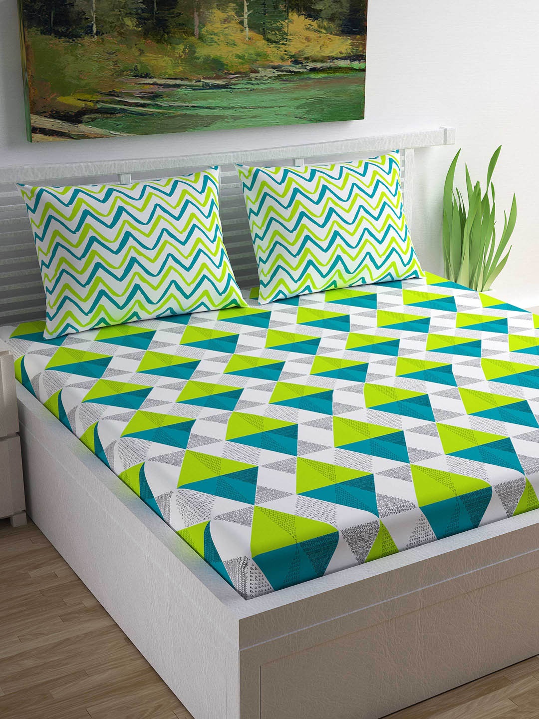 Divine Casa Green Turquoise Blue 144 TC 100% Cotton 1 King Bedsheet With 2 Pillow Covers
Divine Casa Green Turquoise Blue 144 TC 100% Cotton 1 King Bedsheet With 2 Pillow Covers