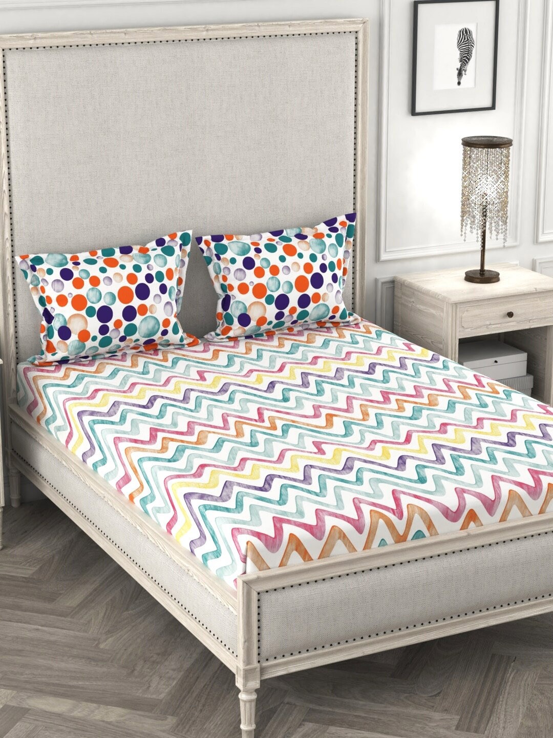 URBAN SPACE Multicoloured Geometric 120 TC Cotton 1 Queen Bedsheet with 2 Pillow Covers, Multi
URBAN SPACE Multicoloured Geometric 120 TC Cotton 1 Queen Bedsheet with 2 Pillow Covers, Multi