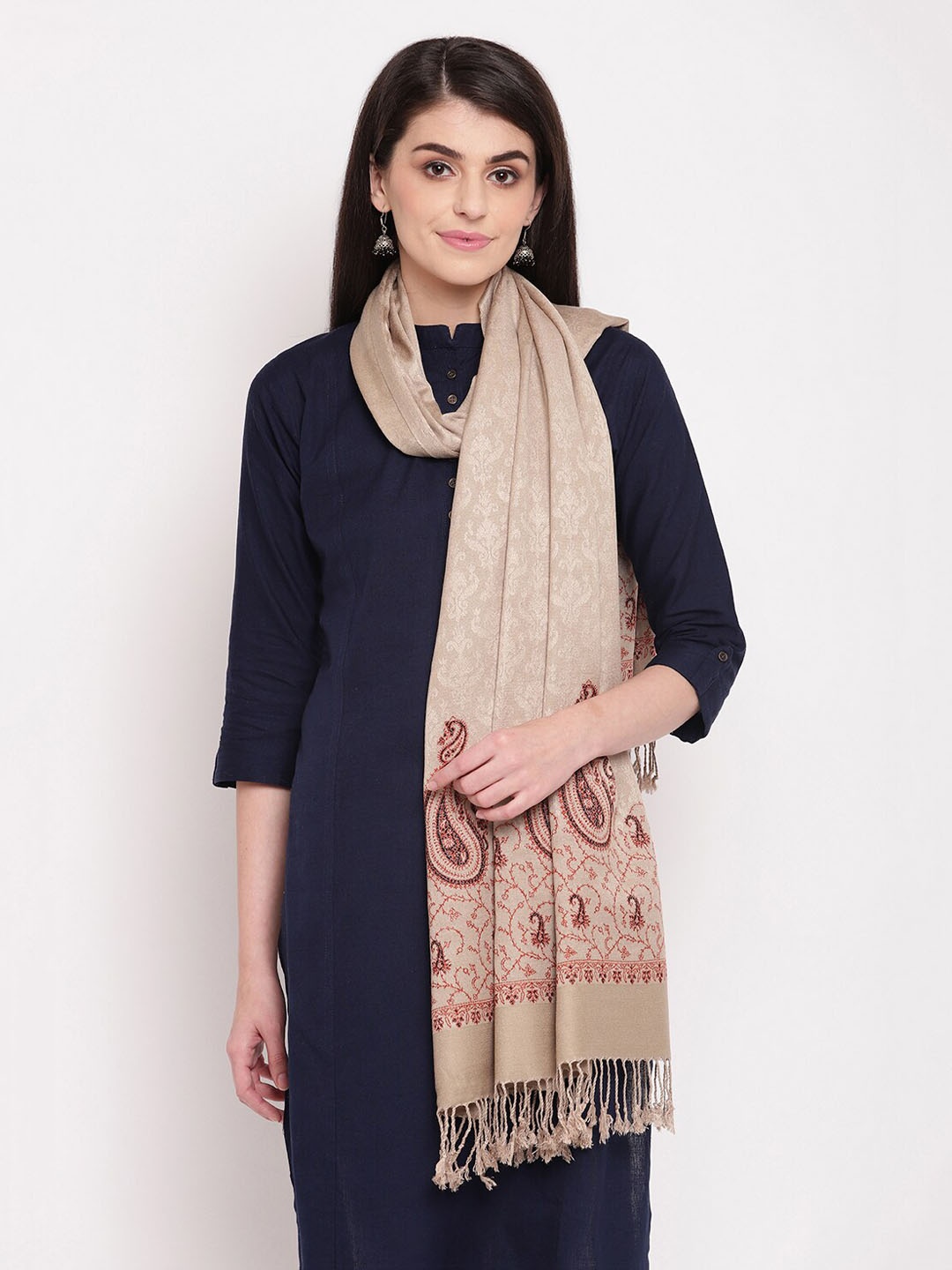 HK colours of fashion Women Beige Printed Stole
