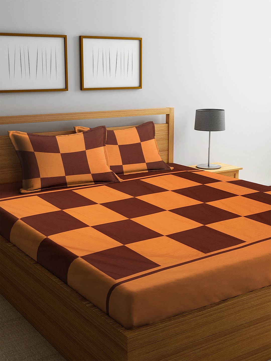 eyda Brown & Copper-Toned Geometric 260 TC Cotton 1 King Bedsheet with 2 Pillow Covers
eyda Brown & Copper-Toned Geometric 260 TC Cotton 1 King Bedsheet with 2 Pillow Covers