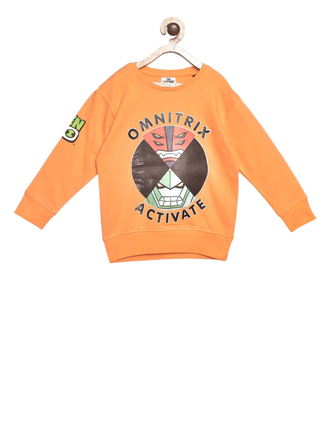 Ben 10 Boys Orange Printed Sweatshirt