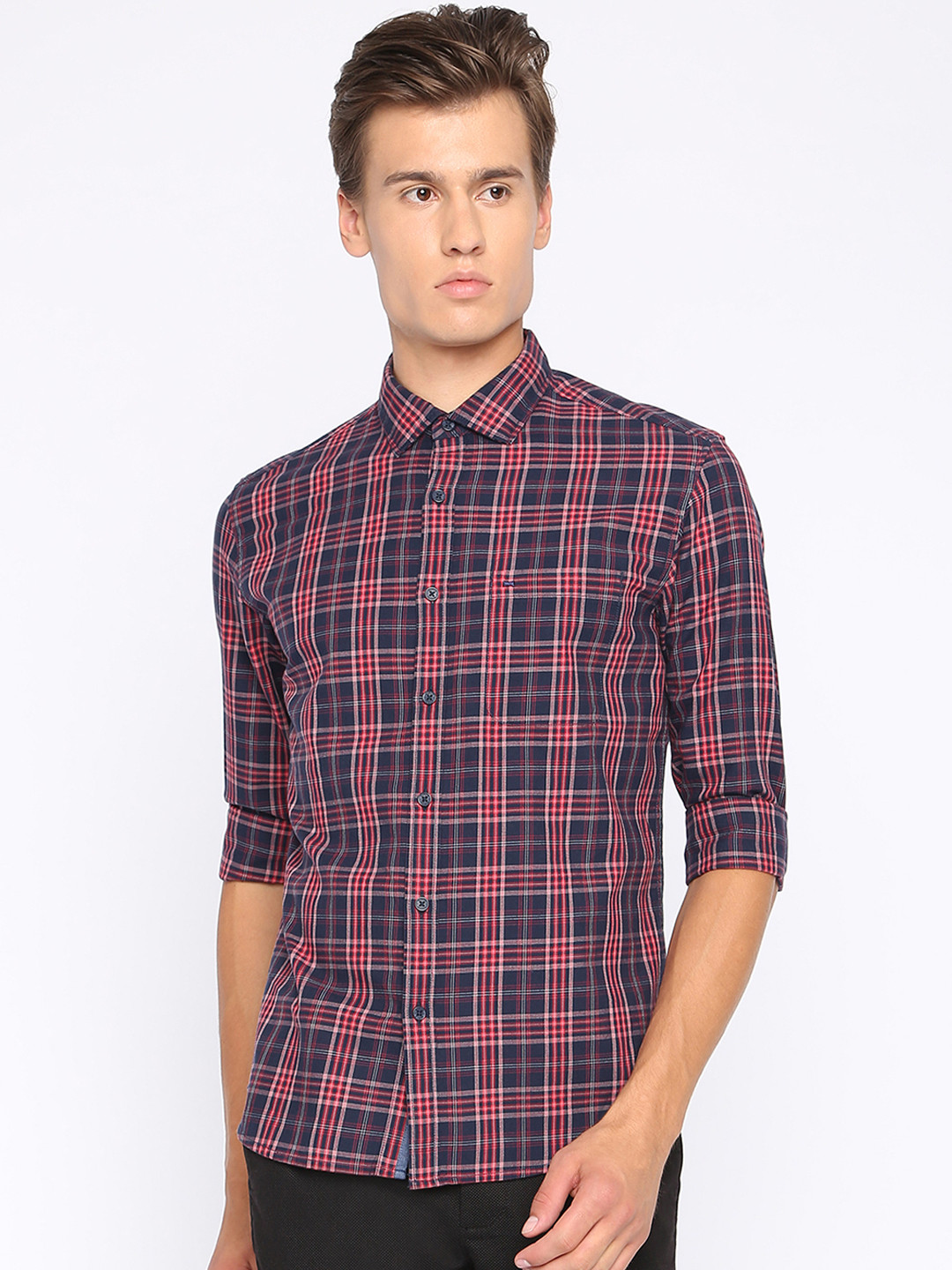 Basics Men Red & Navy Blue Slim Fit Checked Casual Shirt
Basics Men Red & Navy Blue Slim Fit Checked Casual Shirt