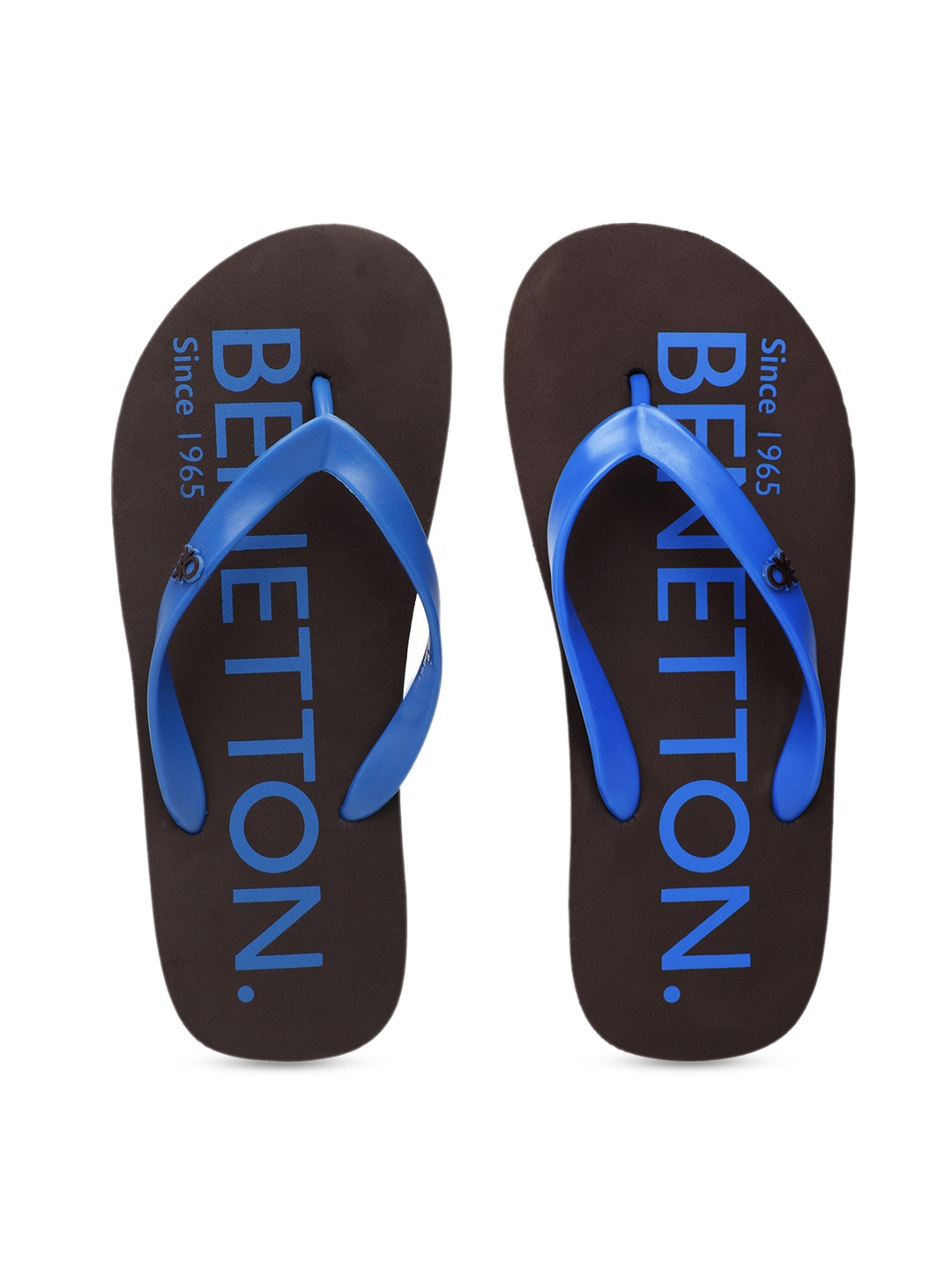 United Colors of Benetton Men Blue Printed Thong Flip-Flops