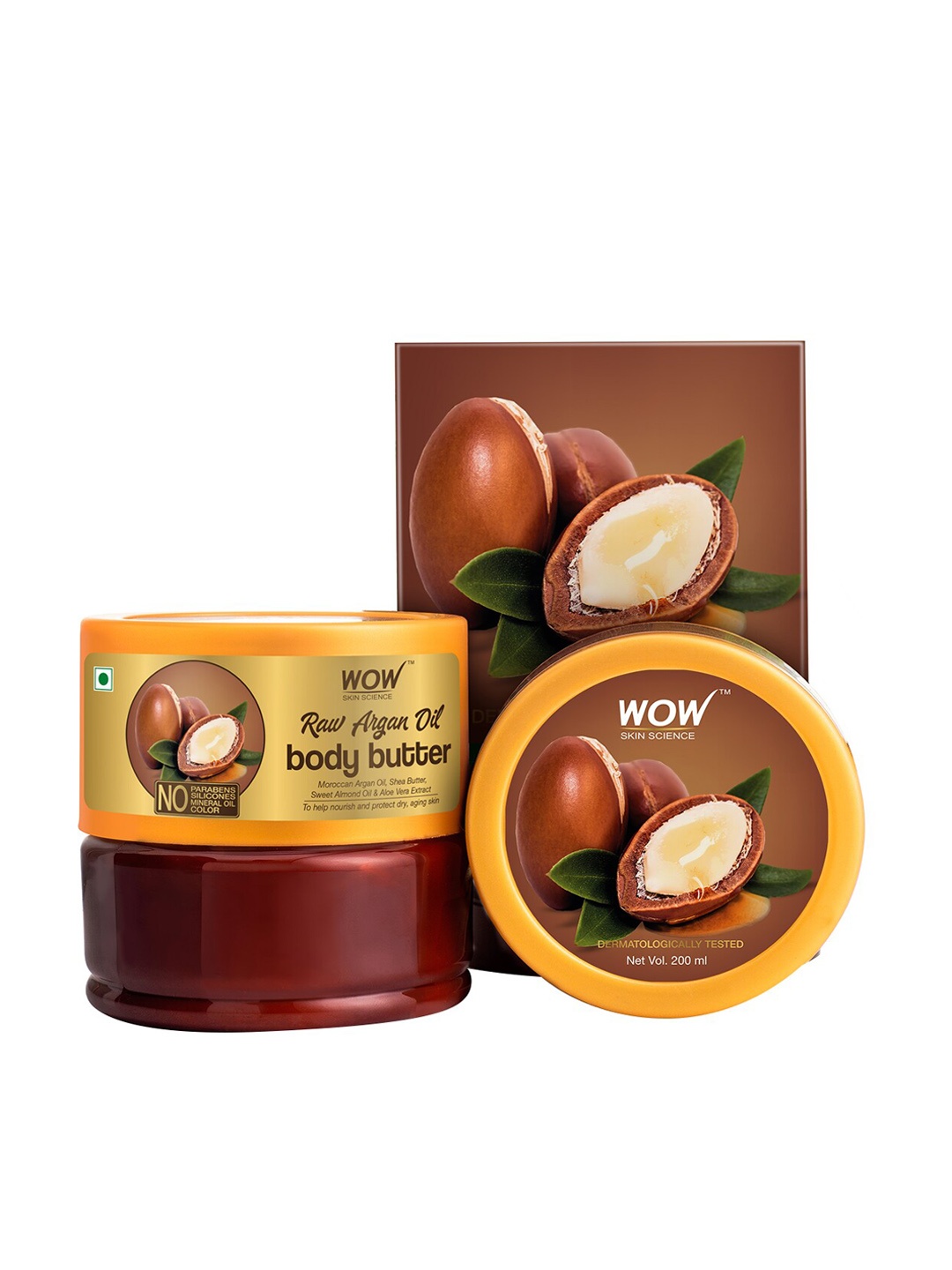 WOW SKIN SCIENCE Raw Argan Oil Body Butter 200ml, Brown