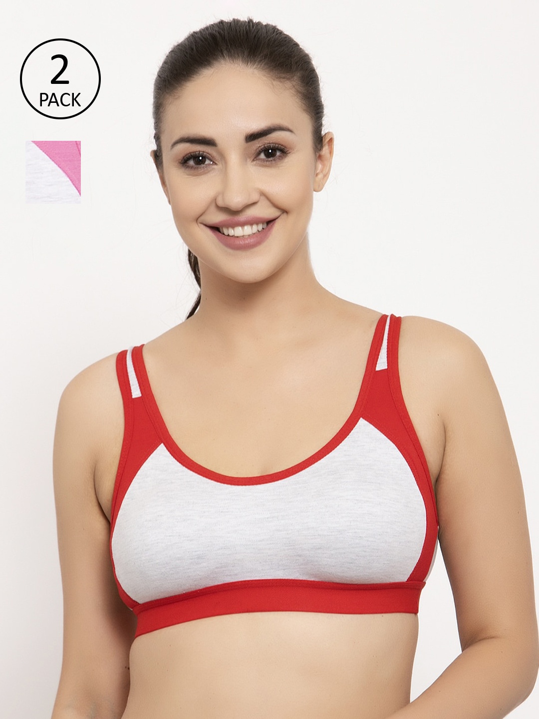 GRACIT Pack Of 2 Colourblocked Non-Wired Non Padded Sports Bras PW16-03-10-28B, Grey melange
GRACIT Pack Of 2 Colourblocked Non-Wired Non Padded Sports Bras PW16-03-10-28B, Grey melange