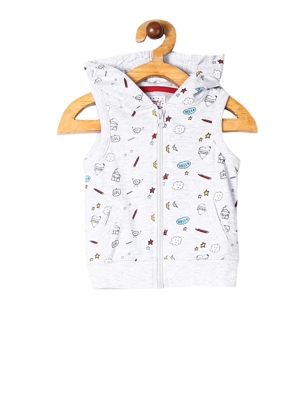 Donuts Boys Grey Printed Hooded Sweatshirt