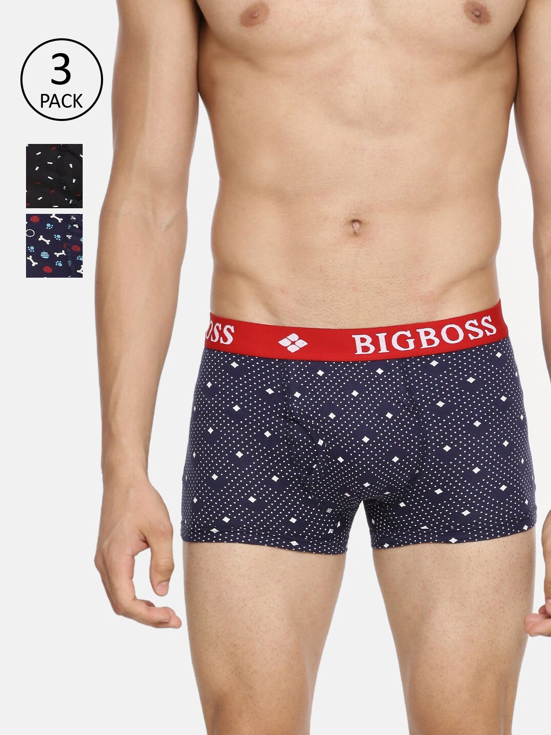 Dollar Bigboss Men Printed Pack of 3 Combed Cotton Trunk MDTR-17-PO3-MODERNTNK-C1, Assorted