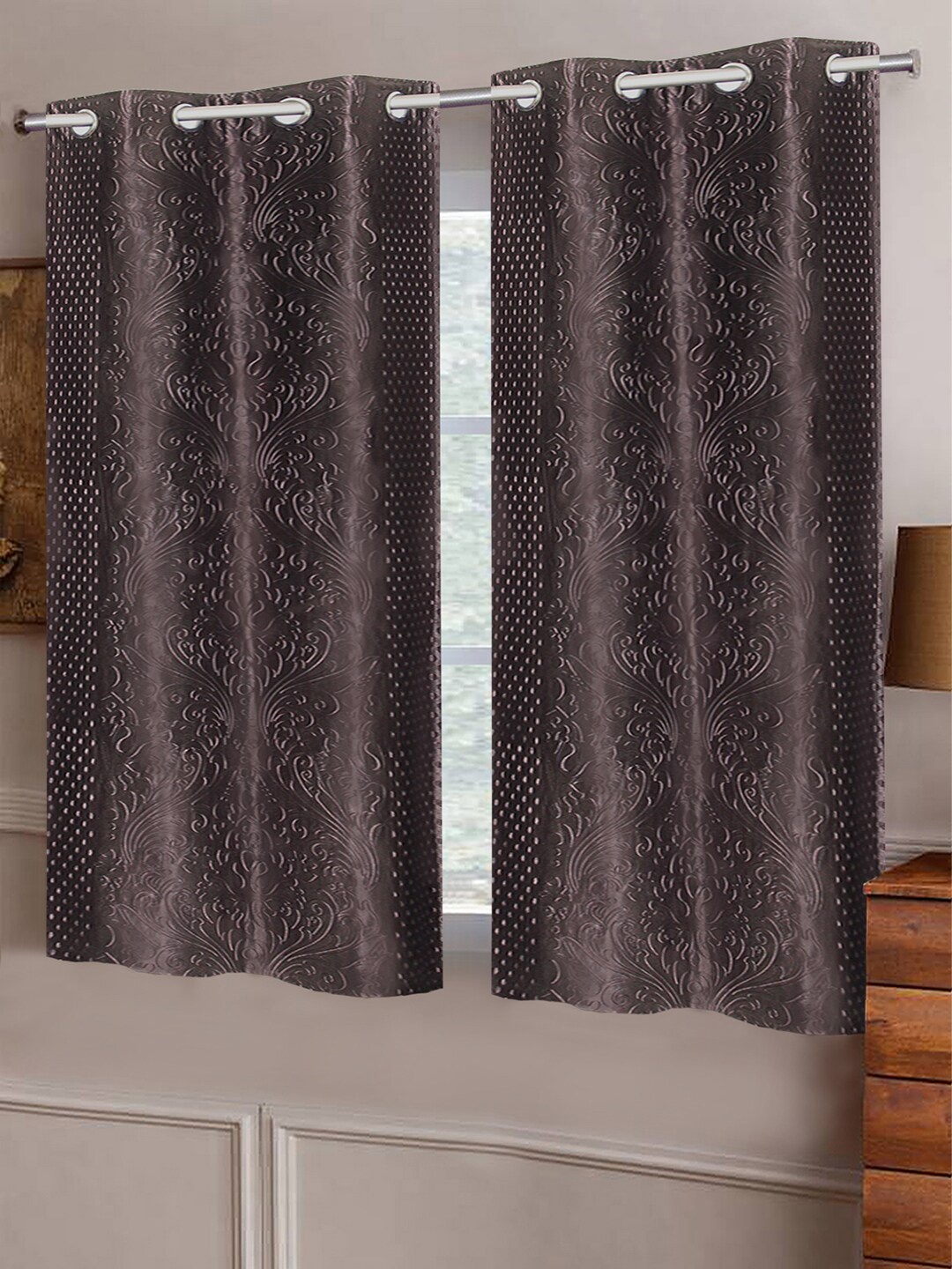 Good Homes by Home Candy Brown Set of 2 Window Curtains