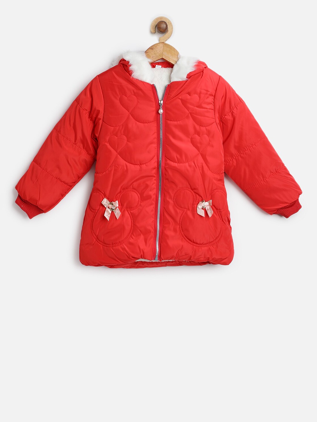 PASSION PETALS Girls Red Solid Lightweight Padded Jacket
