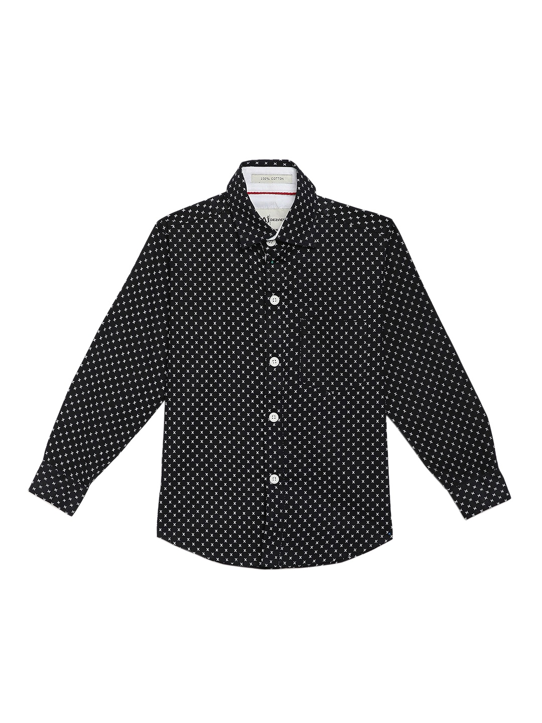 Aj DEZInES Boys Black & White Regular Fit Printed Party Shirt