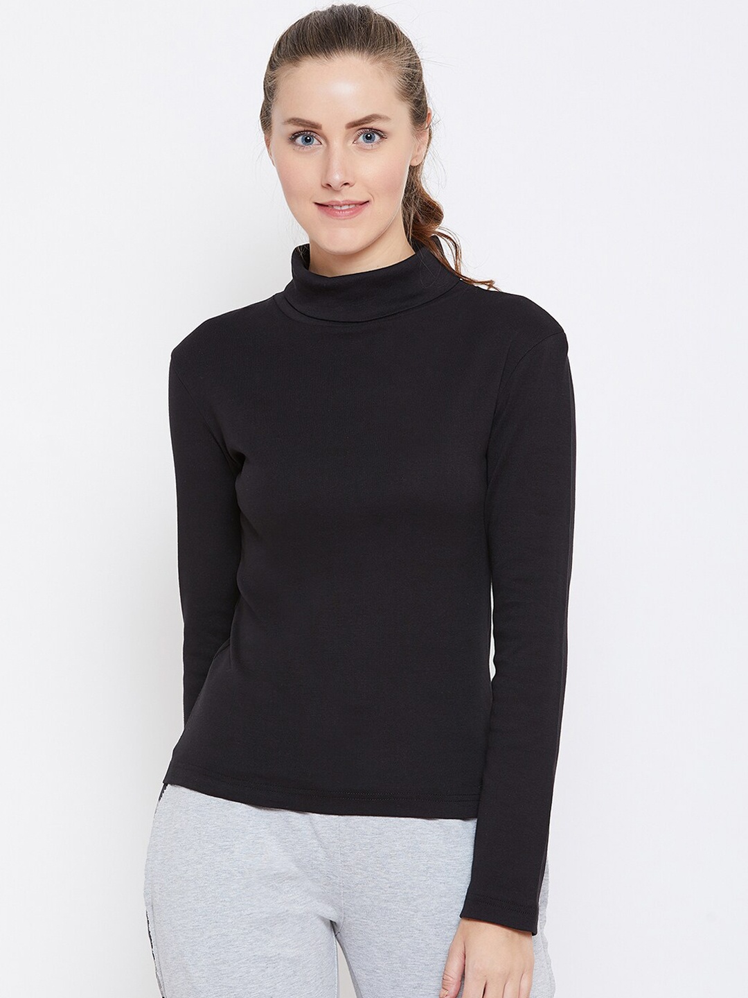 PERFKT-U Women Black Solid Top