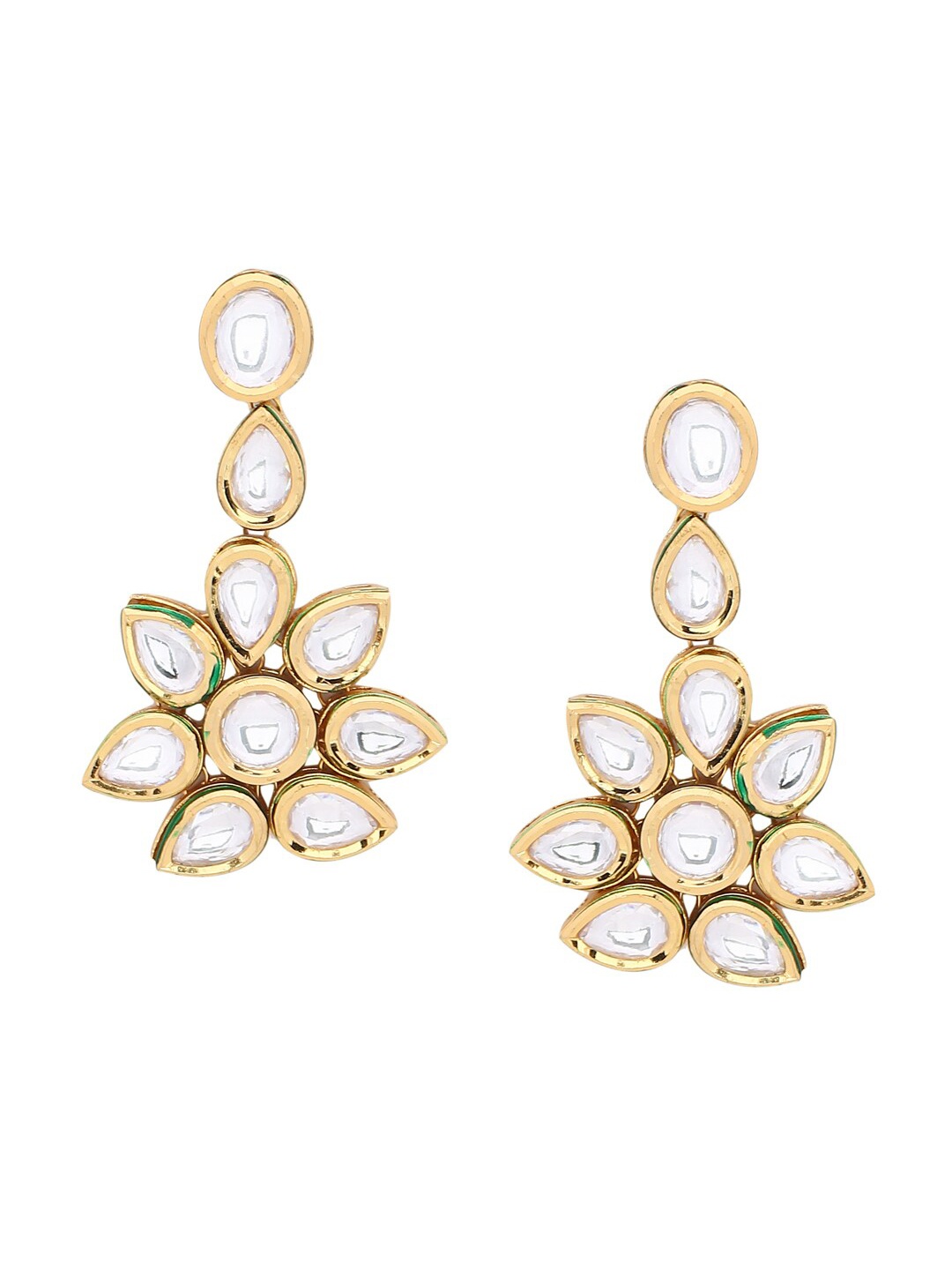 Tistabene Gold-Plated White & Off-White Kundan Studded Meenakari Floral Drop Earrings
Tistabene Gold-Plated White & Off-White Kundan Studded Meenakari Floral Drop Earrings