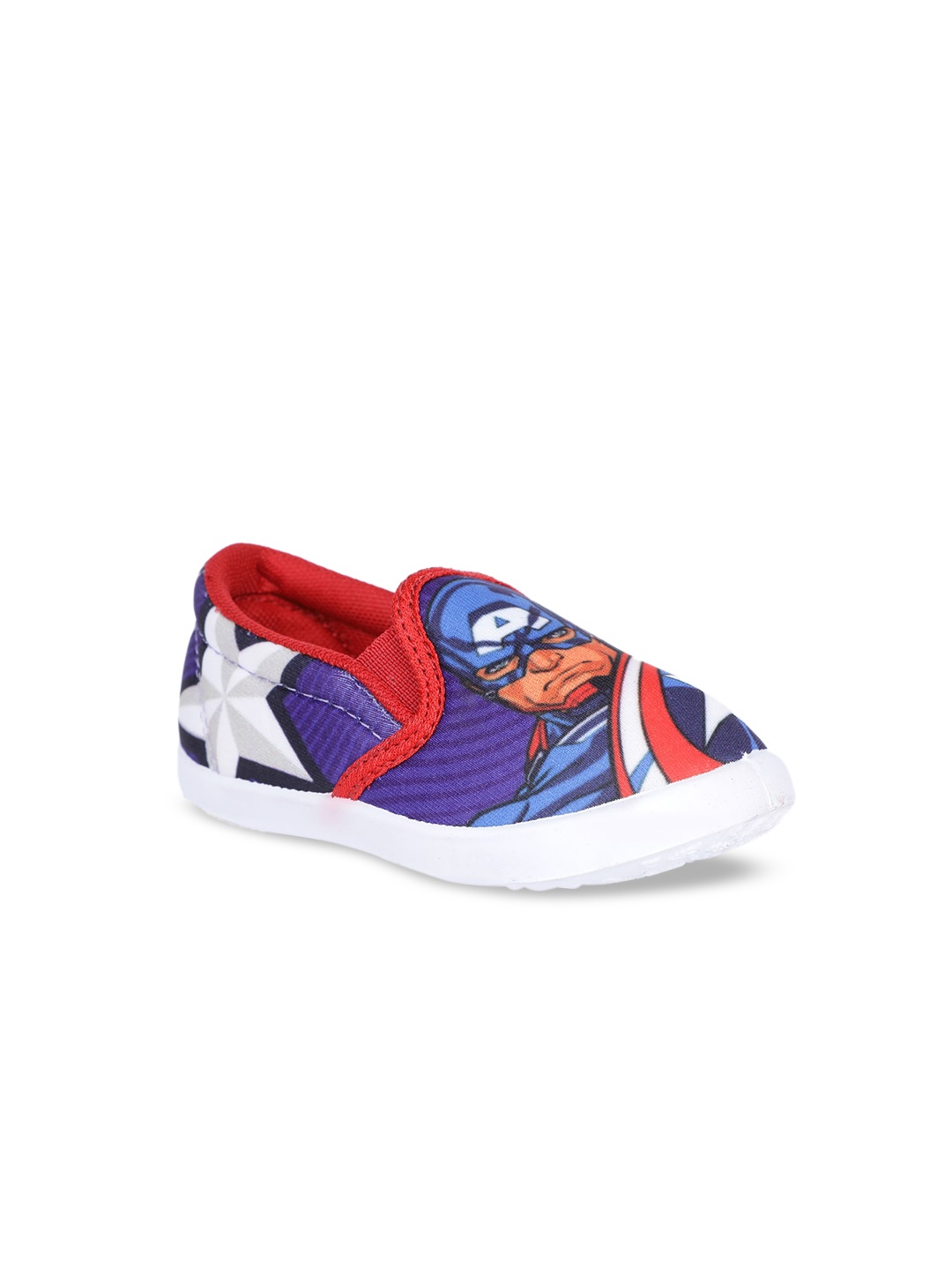 Disney Boys Blue & Red Captain America Printed Slip-On Sneakers