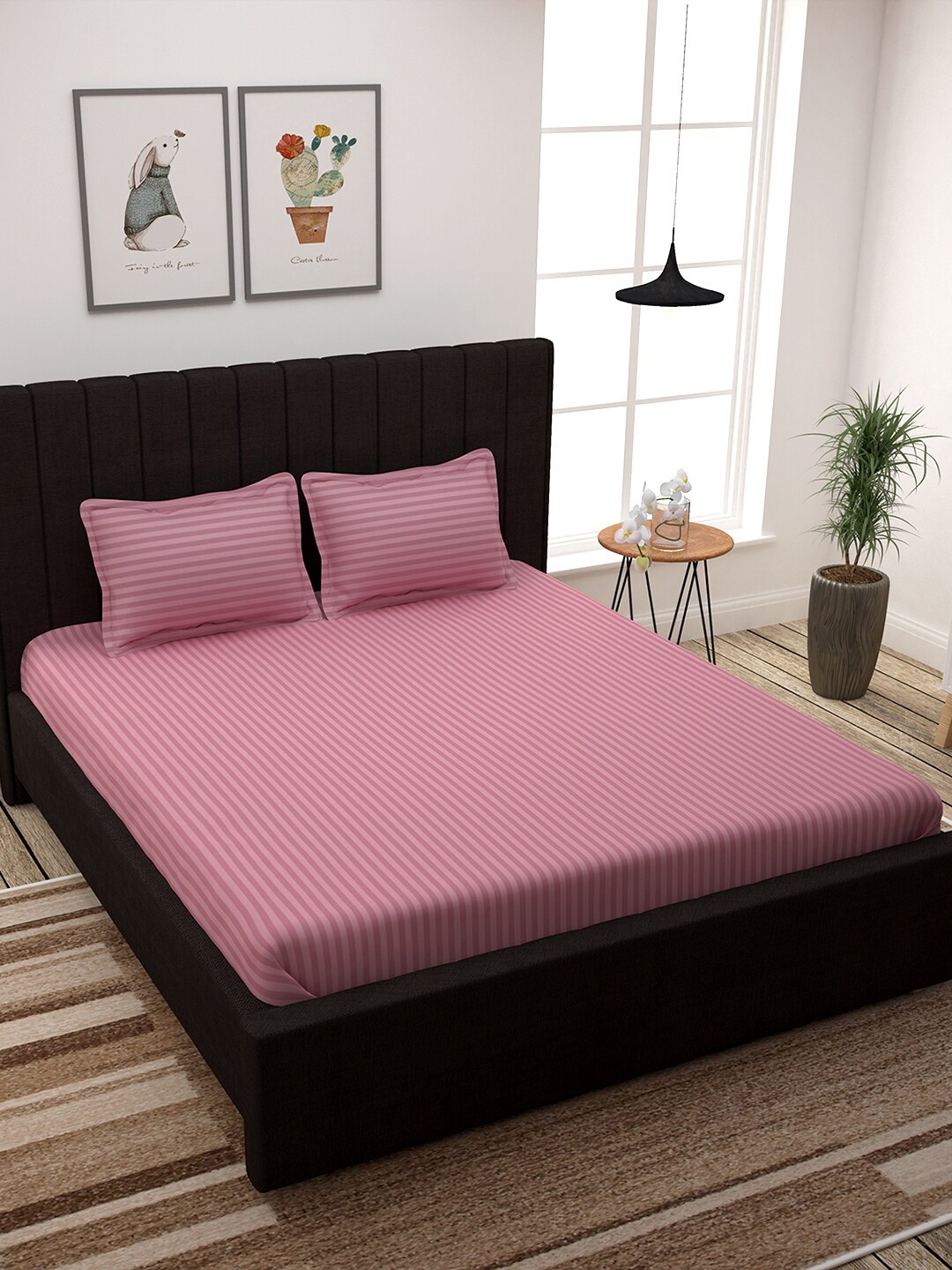 Story@home Peach-Coloured Striped 300 TC Cotton 1 Extra Large Bedsheet with 2 Pillow Covers
Story@home Peach-Coloured Striped 300 TC Cotton 1 Extra Large Bedsheet with 2 Pillow Covers