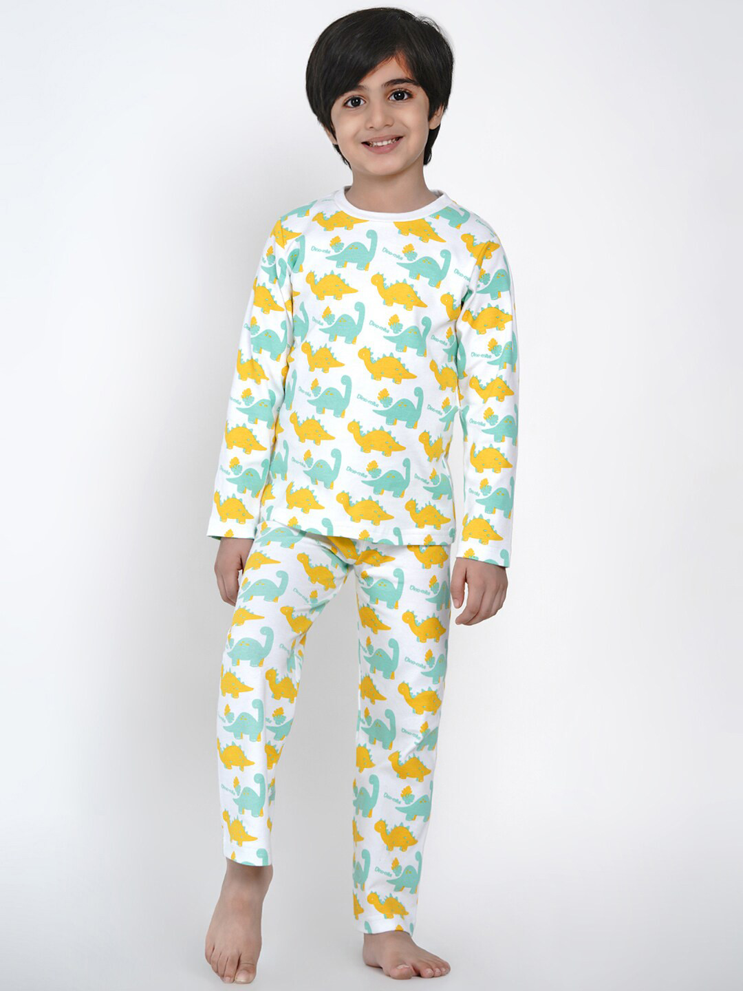 berrytree Unisex Kids Green & Yellow Printed Organic Cotton Sustainable Night suit 
berrytree Unisex Kids Green & Yellow Printed Organic Cotton Sustainable Night suit