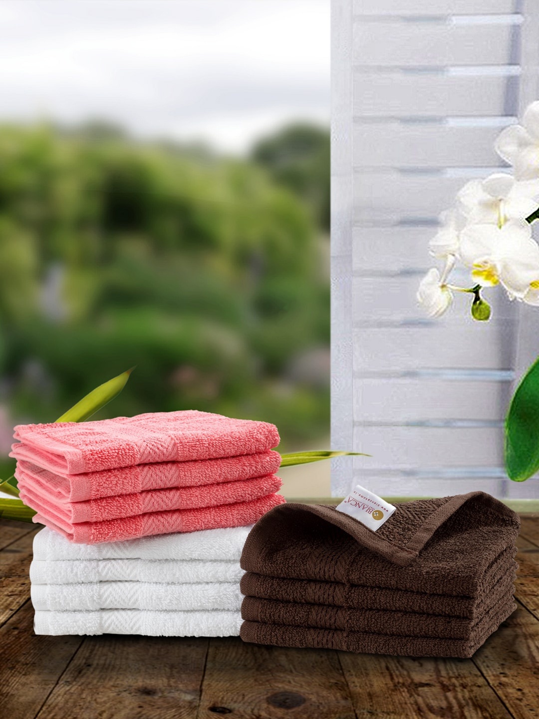 BIANCA Set of 12 Egyptian Cotton 400 GSM Quick Dry Face Towels, Peach