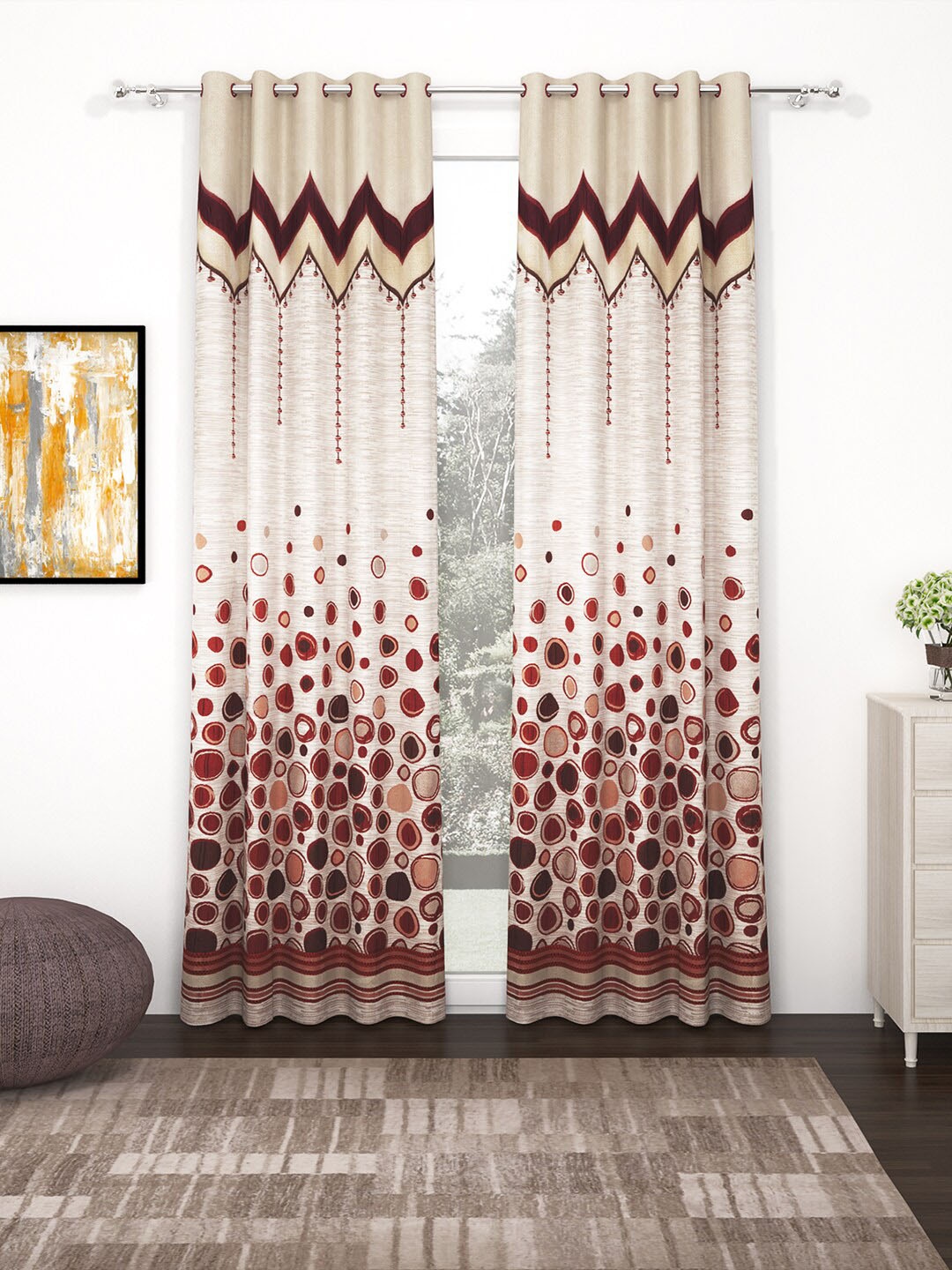 Story@home Set of 2 Beige & Maroon Premium Jacquard 350GSM Room Darkening Eyelet Single Door Curtain
Story@home Set of 2 Beige & Maroon Premium Jacquard 350GSM Room Darkening Eyelet Single Door Curtain