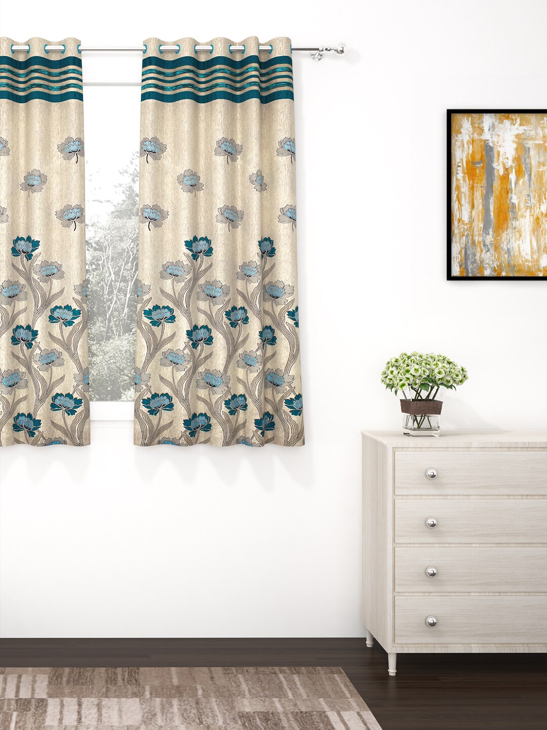 Story@home Cream-Coloured & Green Premium Jacquard 350GSM Room Darkening Eyelet Single Window Curtain
Story@home Cream-Coloured & Green Premium Jacquard 350GSM Room Darkening Eyelet Single Window Curtain