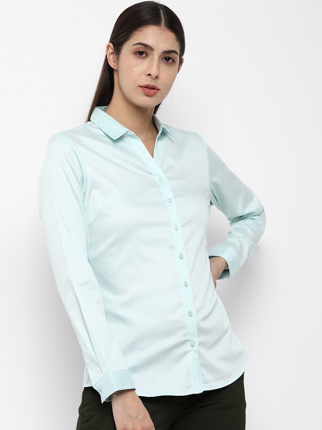 Allen Solly Woman Women Blue Regular Fit Solid Casual Shirt