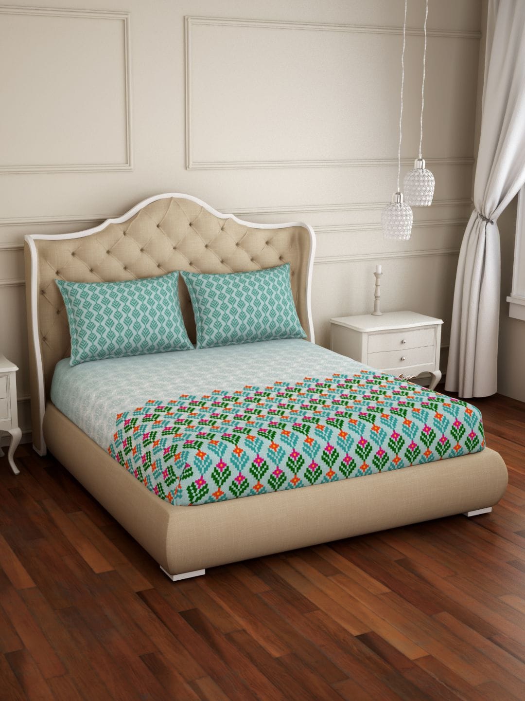 Spaces Atrium Plus Floral Teal 1 King Size Fitted Sheets With 2 Pillow Cover, Green
Spaces Atrium Plus Floral Teal 1 King Size Fitted Sheets With 2 Pillow Cover, Green