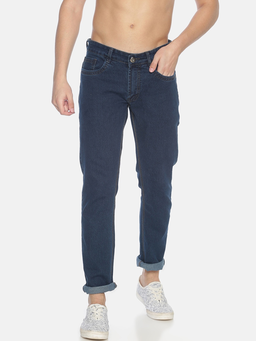 IVOC Men Navy Blue Skinny Fit Mid-Rise Clean Look Stretchable Jeans