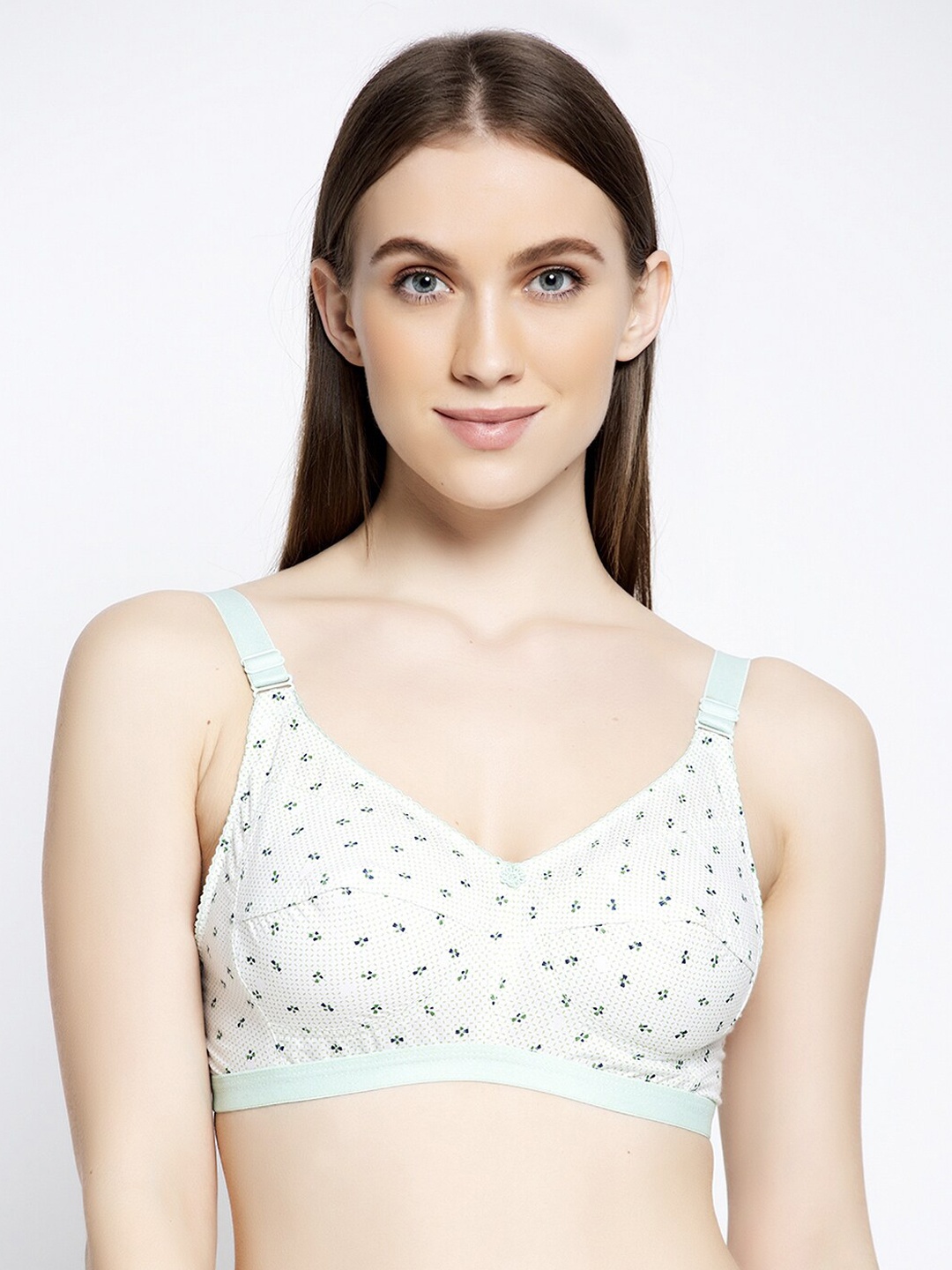 GRACIT Women Green & White Printed Non-Wired Non-Padded Bralette Bra PW30-13