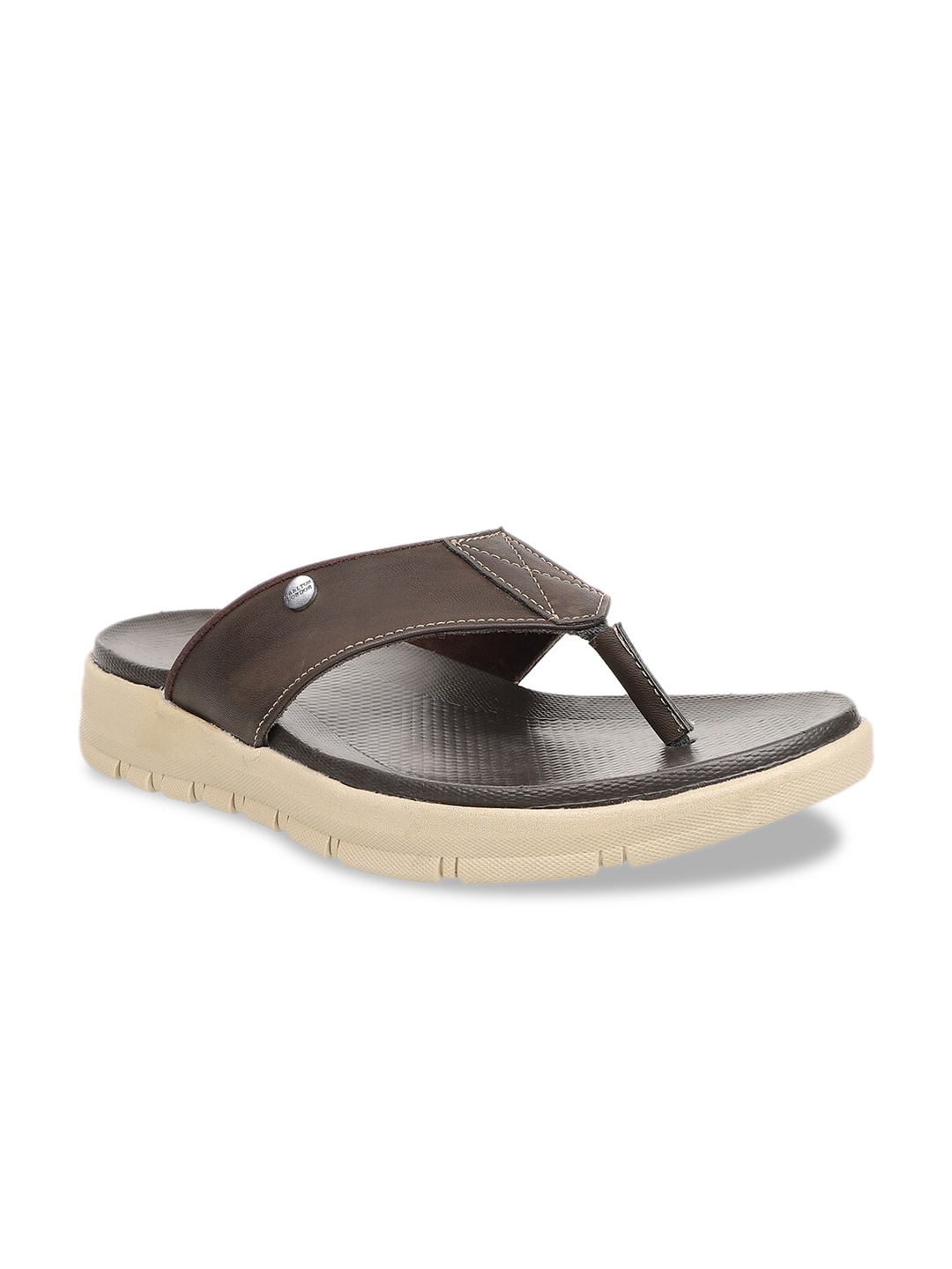 Carlton London Men Brown Solid Thong Flip-Flops