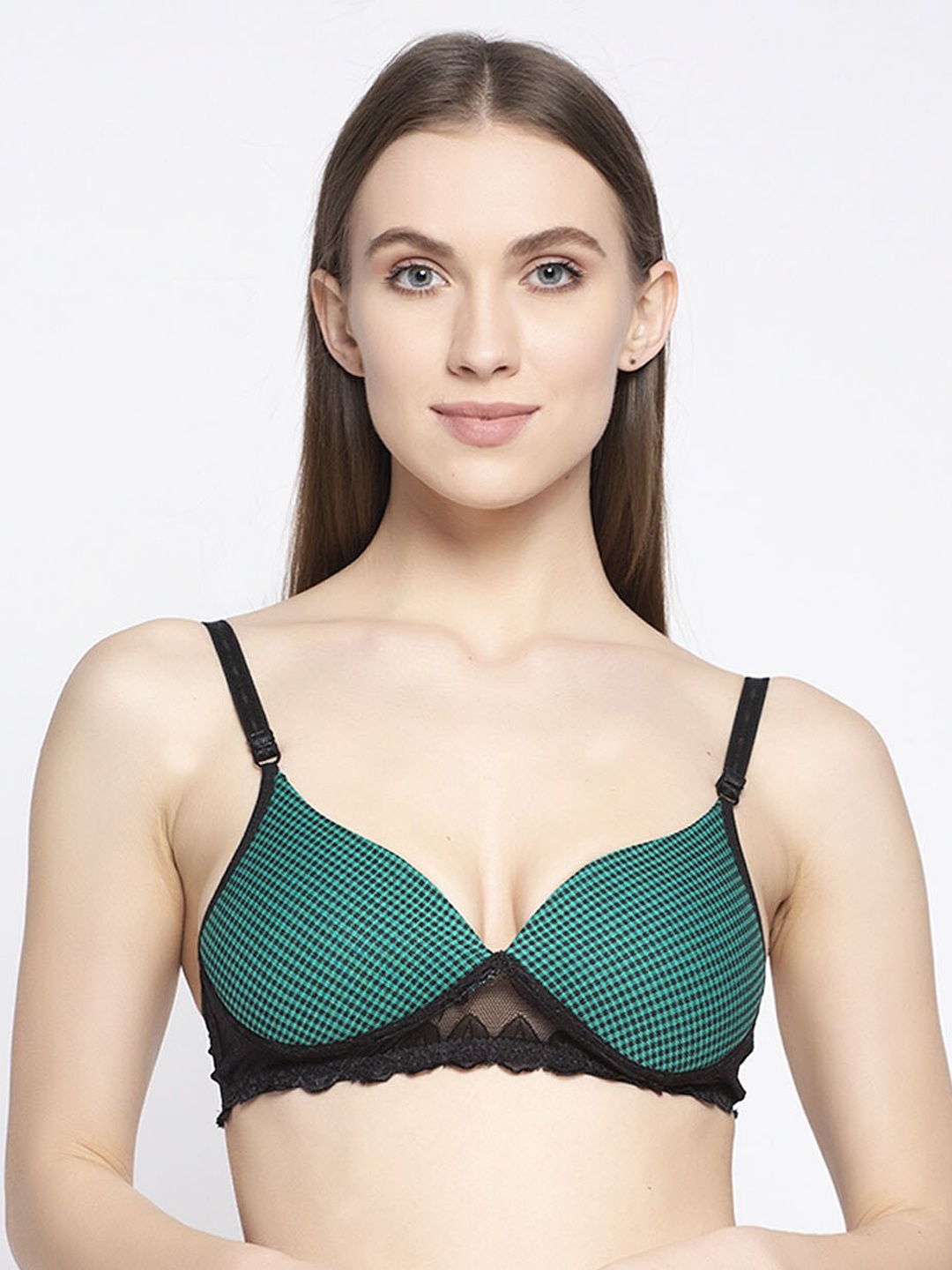 Quttos Women Green & Black Checked Lightly-Padded Wireless Lace T-shirt Bra QT-BR-4024
Quttos Women Green & Black Checked Lightly-Padded Wireless Lace T-shirt Bra QT-BR-4024