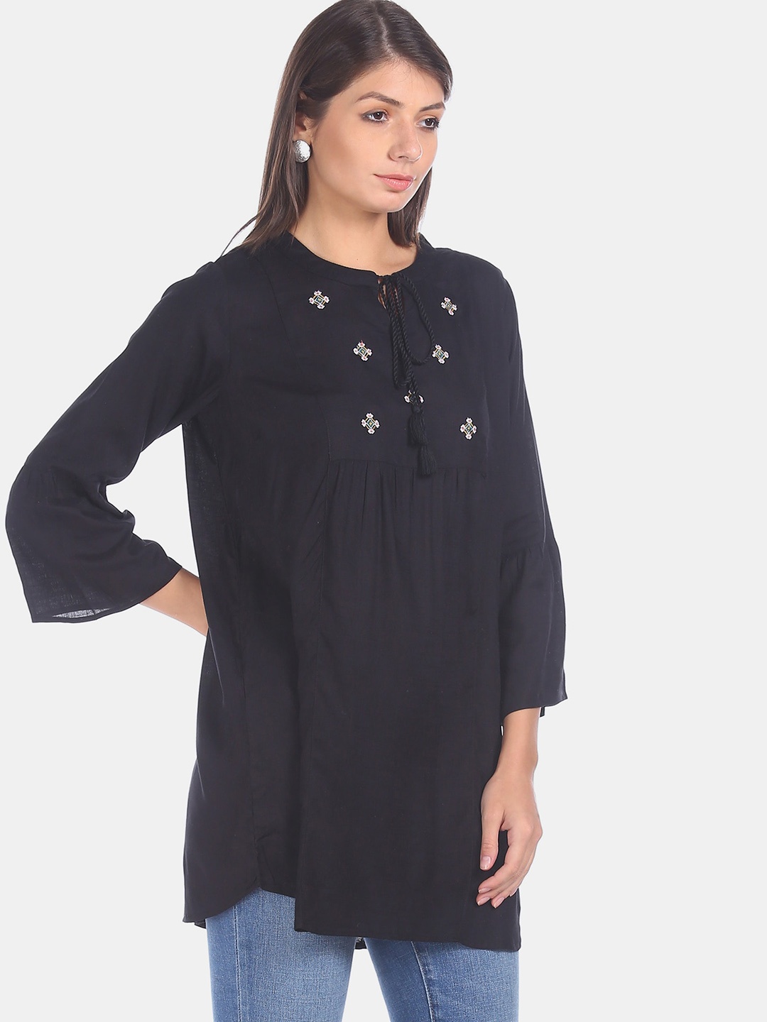 Karigari Women Black Solid A-Line Kurta