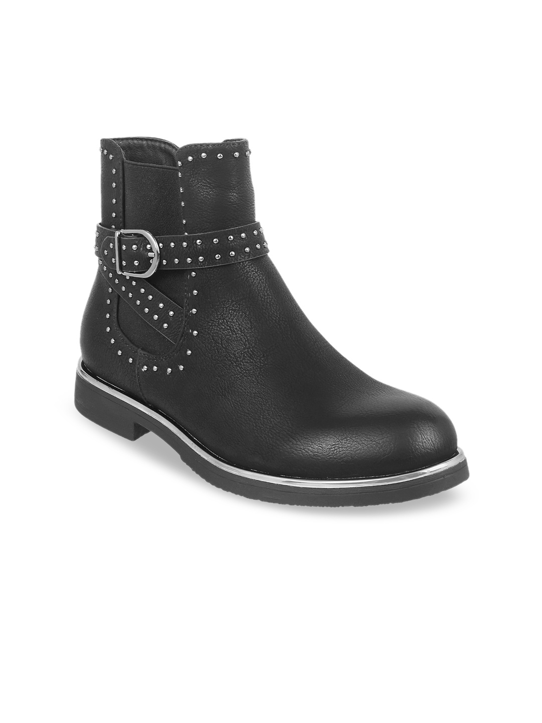 Metro Women Black Embellished Heeled Boots