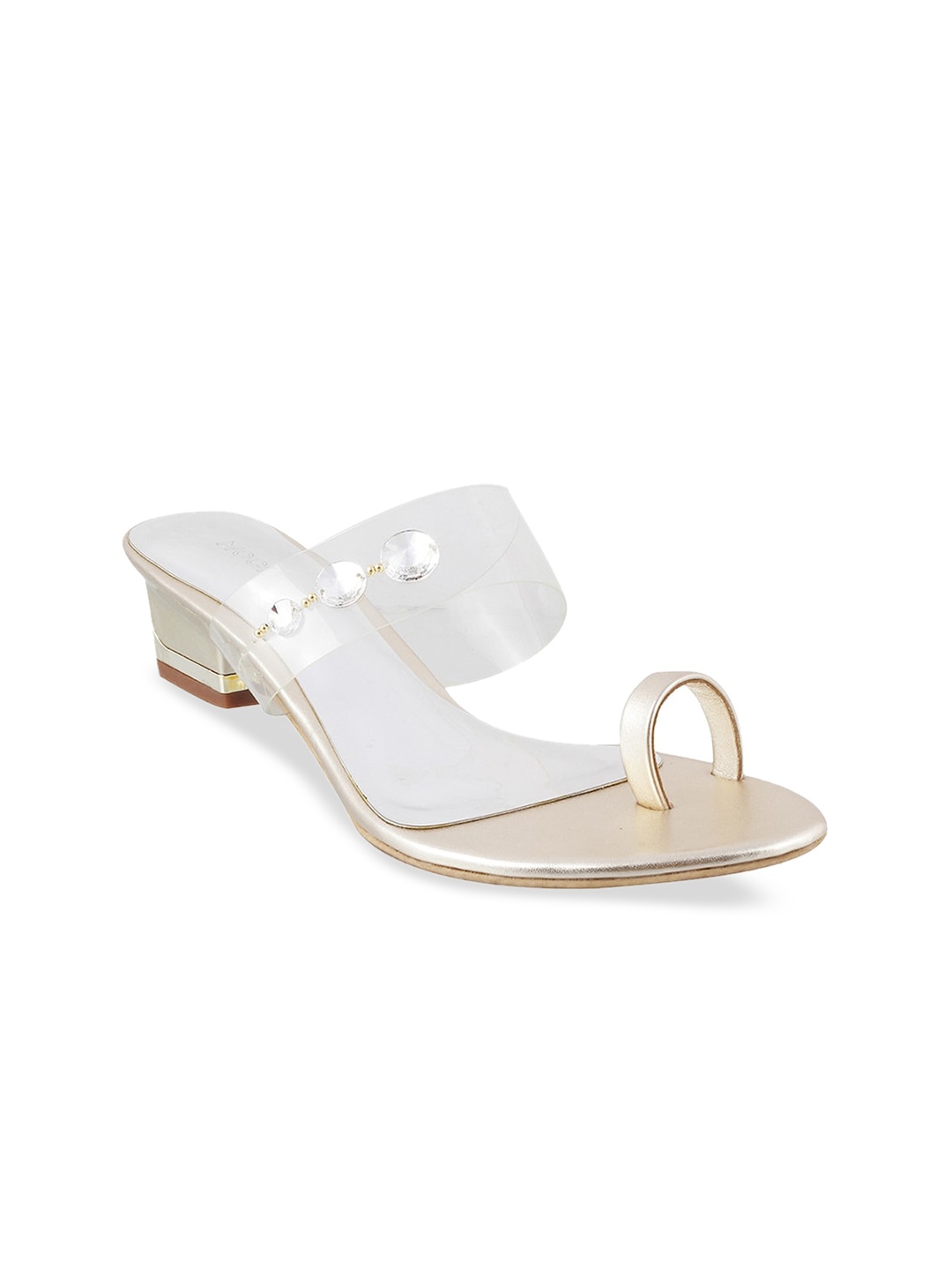 Mochi Women Gold-Toned Solid Sandals