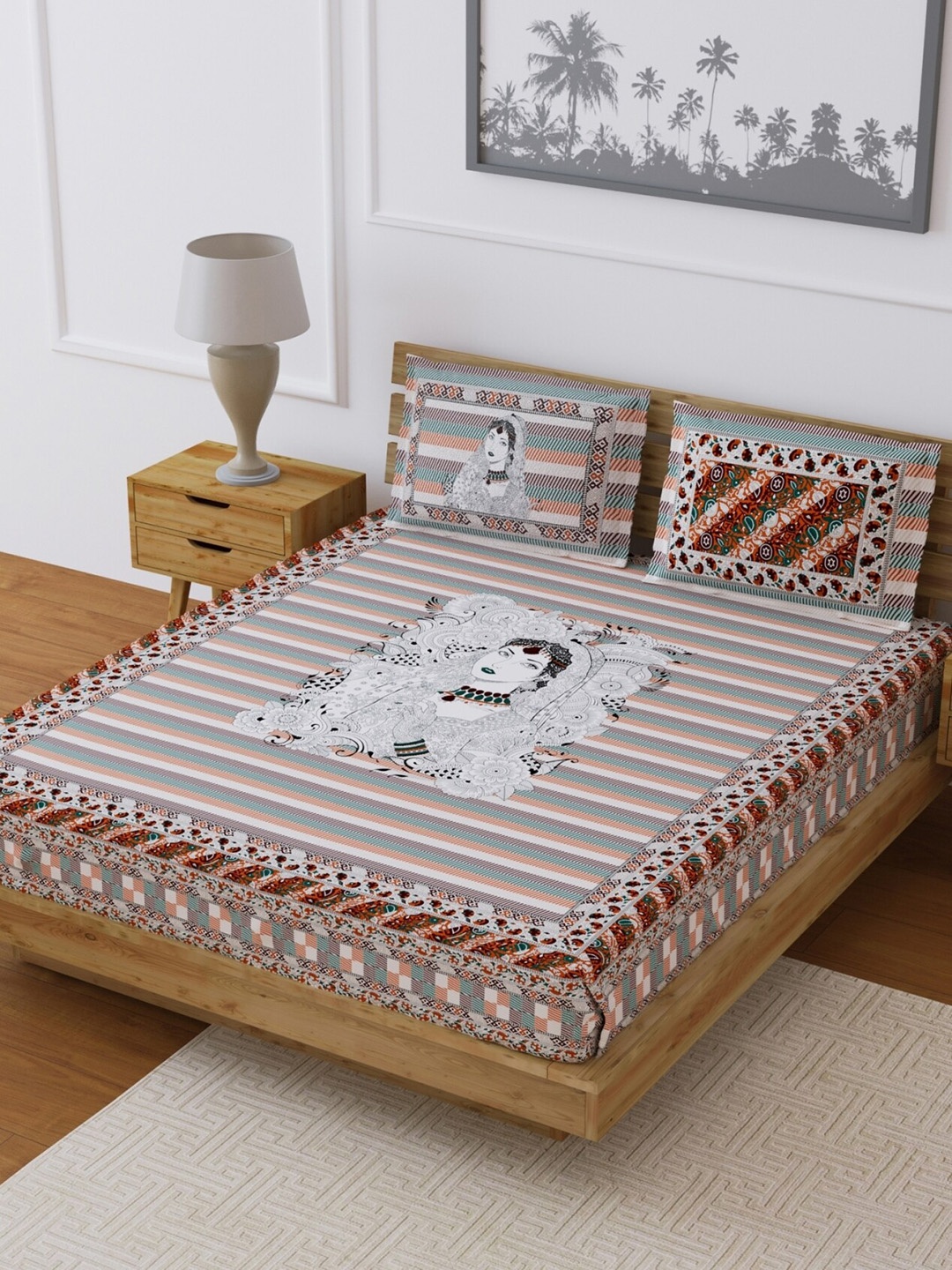 LIVING ROOTS Brown & White Jaipuri Rajasthani Floral-Printed 210 TC Double Bedsheet with 2 Pillow Covers
LIVING ROOTS Brown & White Jaipuri Rajasthani Floral-Printed 210 TC Double Bedsheet with 2 Pillow Covers