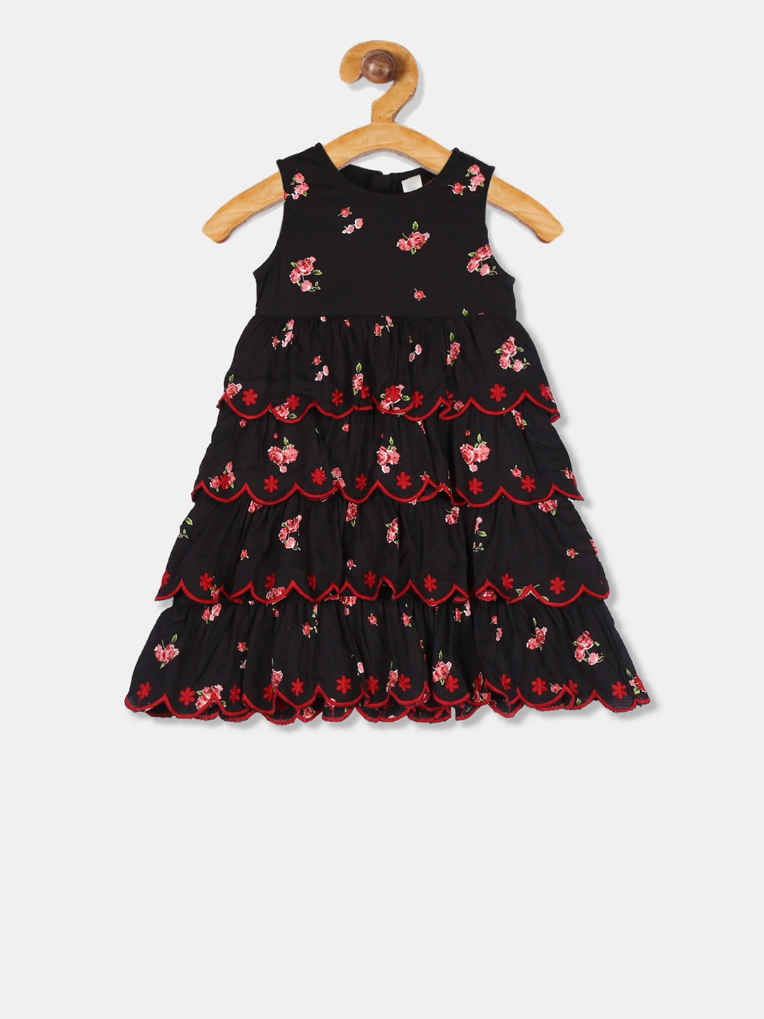 Cherokee Girls Black Printed A-Line Dress