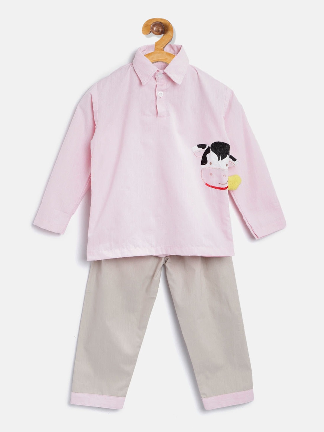 Kids Clan Unisex Kids Rose-Coloured Solid Night Suit