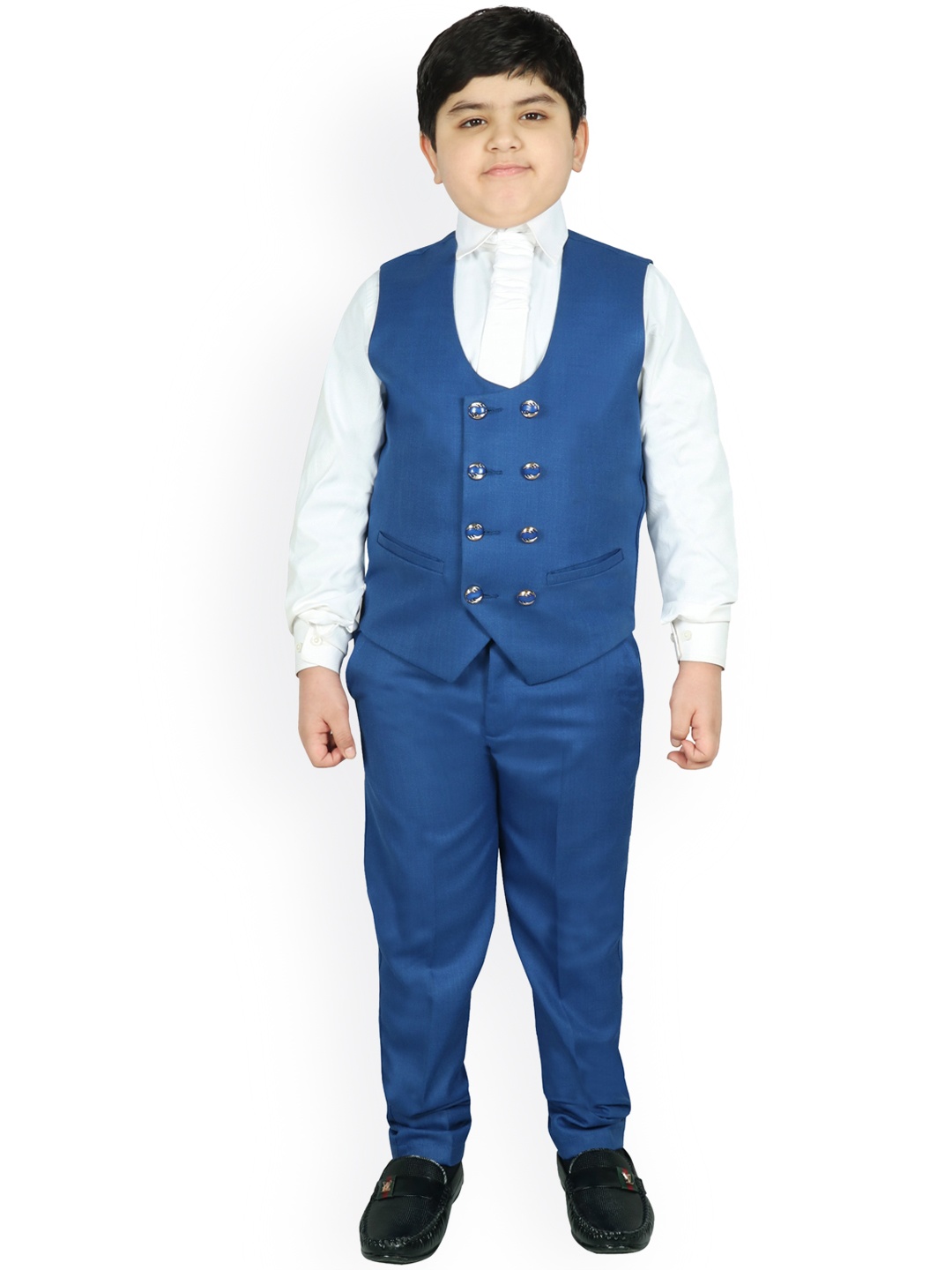 SG YUVRAJ Boys Blue Solid Tuxedo Party Suit