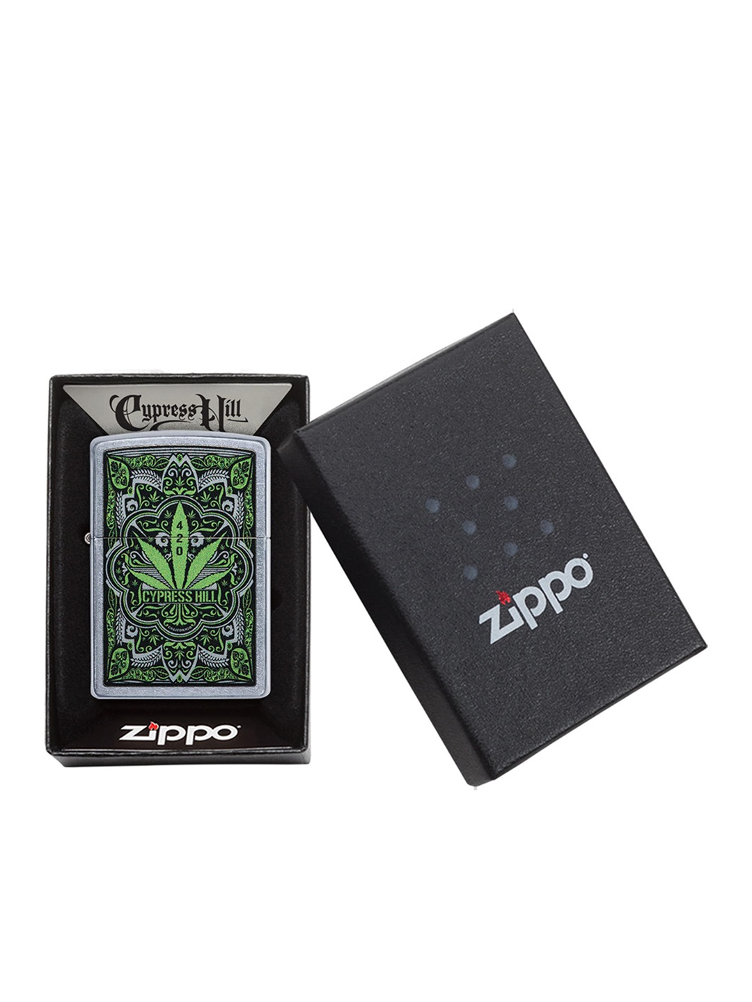 Zippo Grey & Black Street Chrome Pocket Lighter