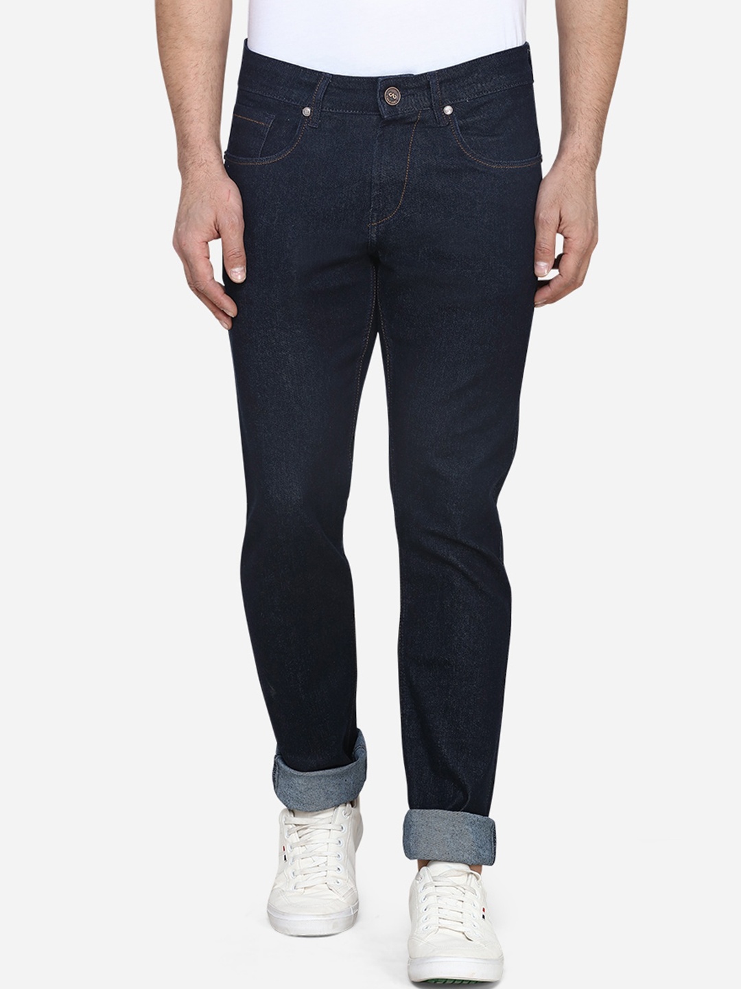 JADE BLUE Men Navy Blue Skinny Fit Mid-Rise Clean Look Jeans