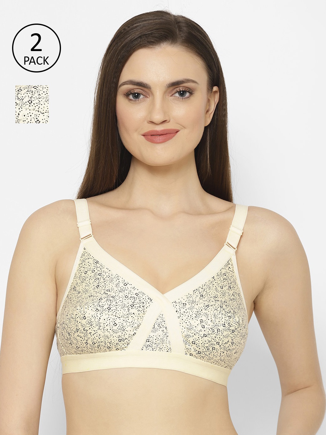 Floret Pack of 2 Non-Padded Non-Wired Full Coverage Cotton Bras with All Day Comfort, Beige
Floret Pack of 2 Non-Padded Non-Wired Full Coverage Cotton Bras with All Day Comfort, Beige