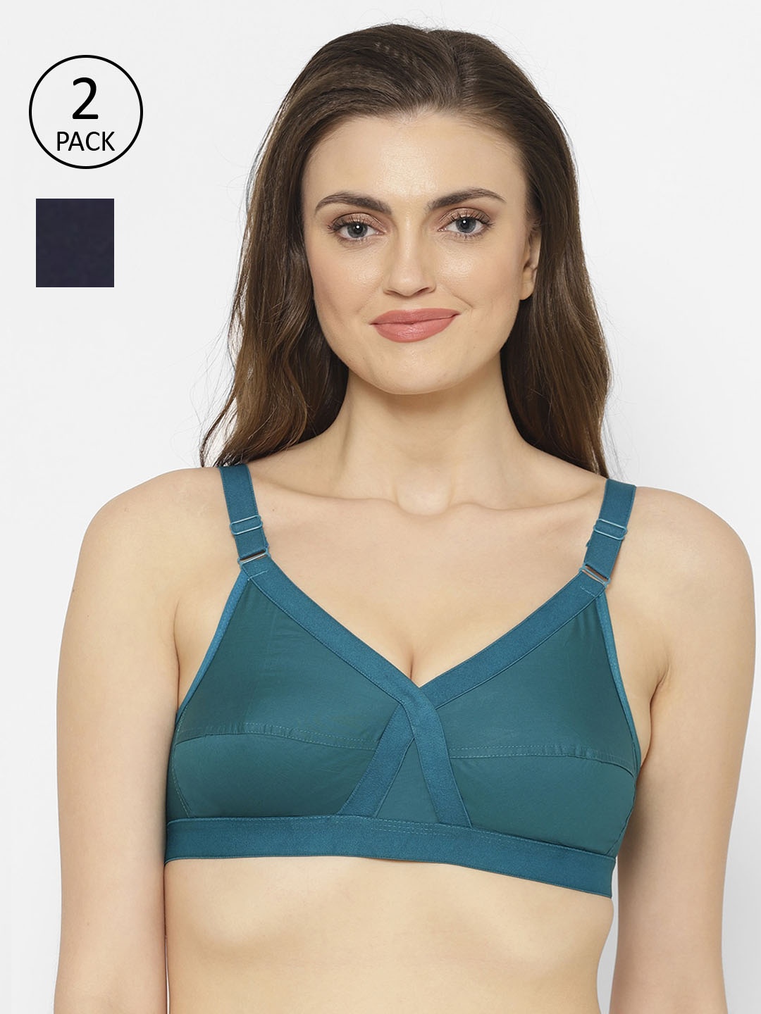 Floret Women Pack of 2 Solid Non-Padded Non-Wired Everyday Bras Cross Fit_, Teal
Floret Women Pack of 2 Solid Non-Padded Non-Wired Everyday Bras Cross Fit_, Teal