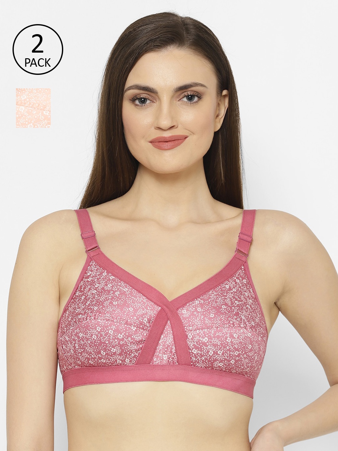 Floret Pack of 2 Non-Padded Non-Wired Full Coverage Cotton Bras with All Day Comfort, Rose
Floret Pack of 2 Non-Padded Non-Wired Full Coverage Cotton Bras with All Day Comfort, Rose