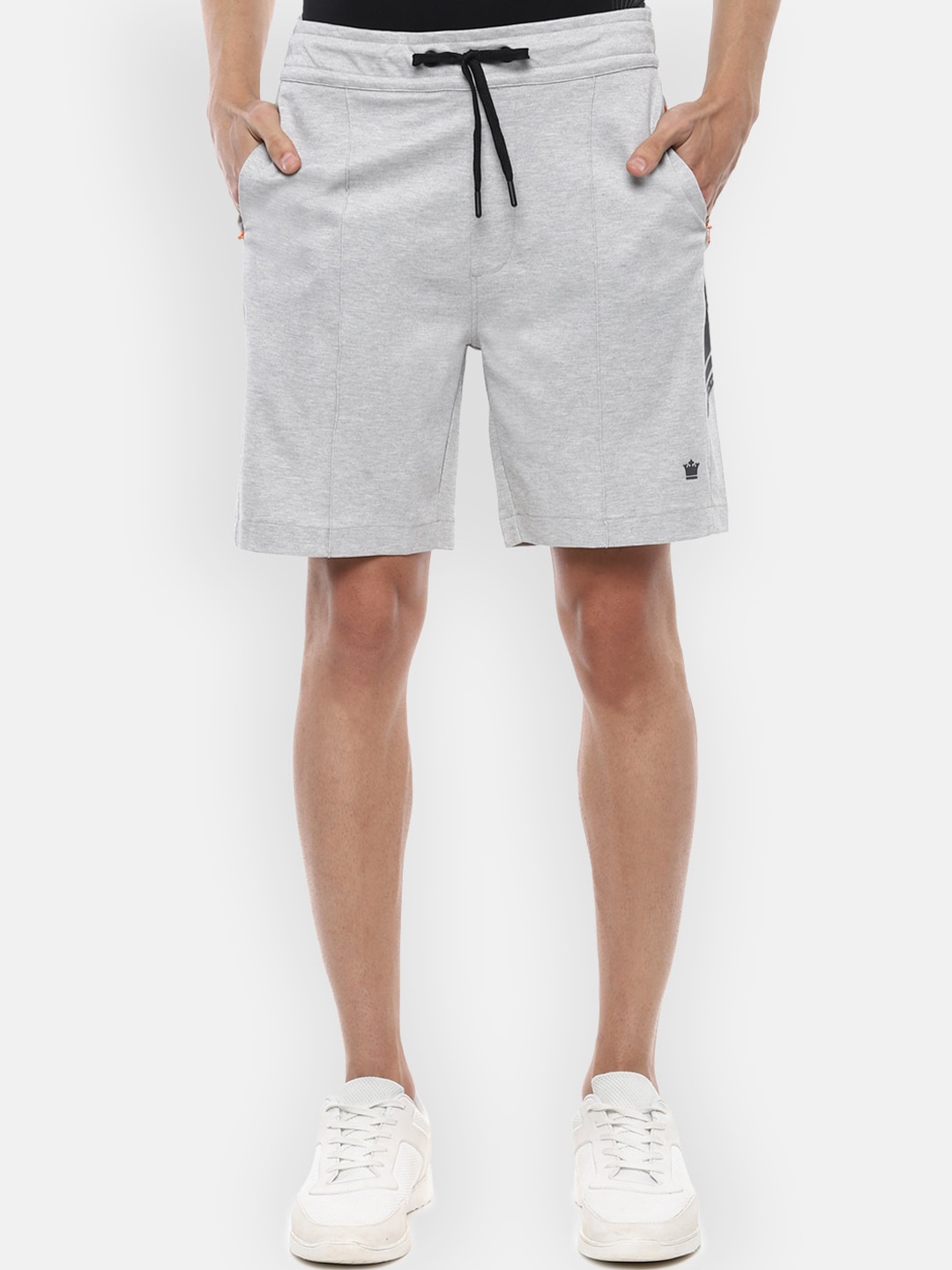 Louis Philippe ATHPLAY Men Grey Solid Slim Fit Sports Shorts