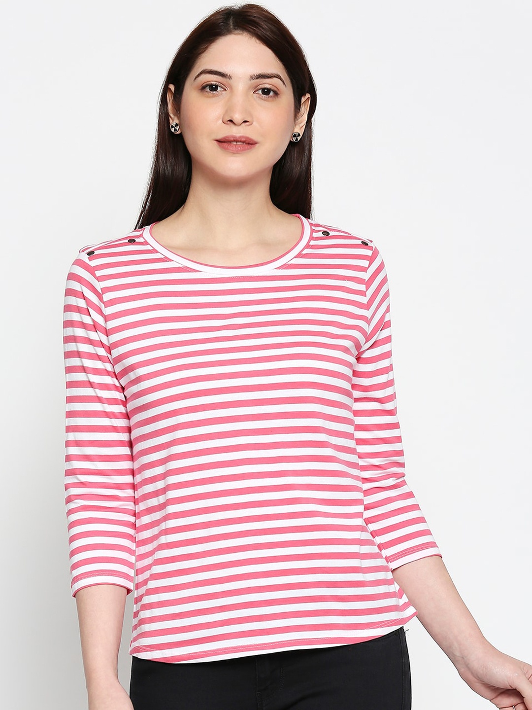 People Women White Striped Top