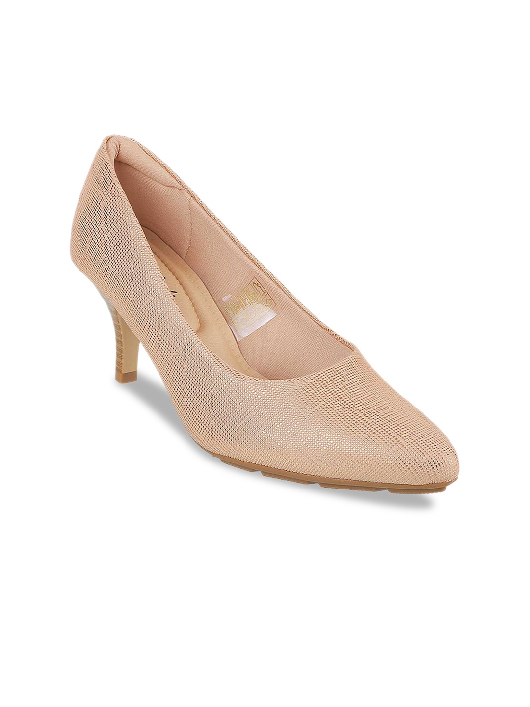 DAVINCHI Women Beige Textured Pumps
